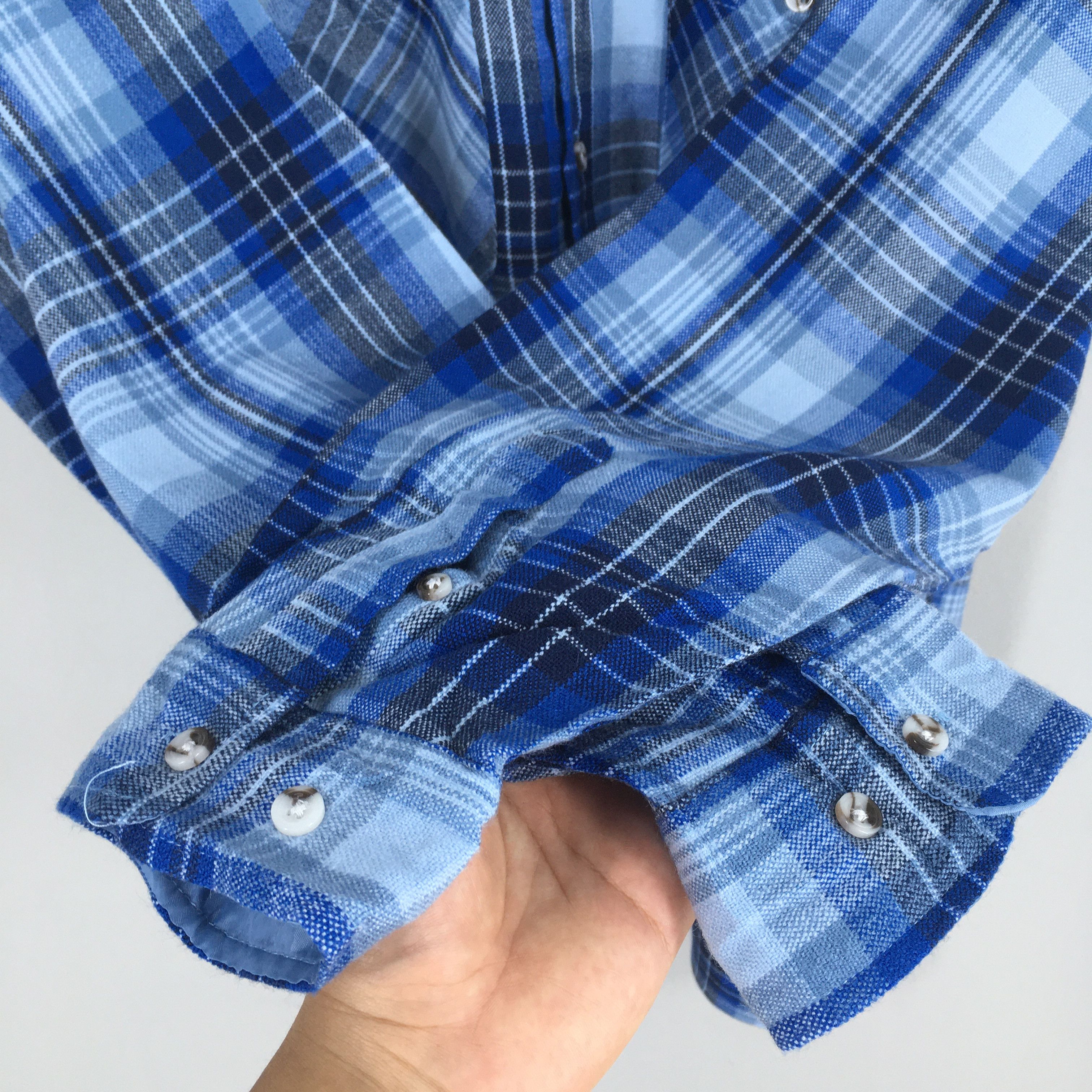 Flannel Vintage Plaid Shadow Checked Tartan Blue Flannel Shirt Large Size US L / EU 52-54 / 3 - 5 Thumbnail