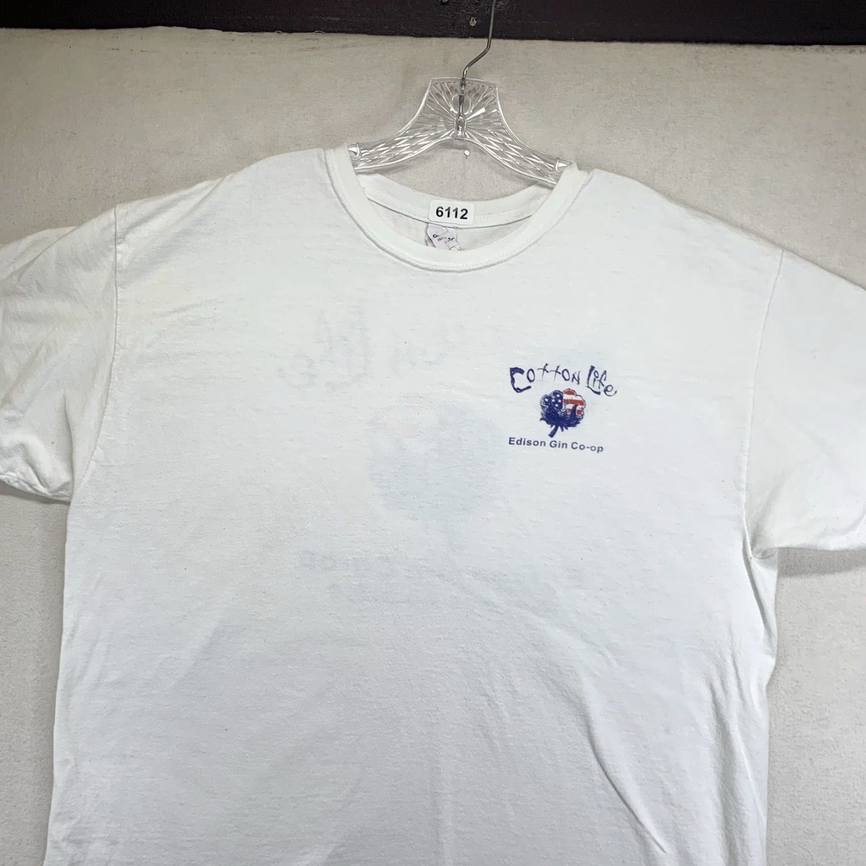 Gildan VINTAGE Gildan Cotton T-Shirt Men XL White 90s Farm Worker Logo Graphic Print Unisex All Seasons Size US XL / EU 56 / 4 - 7 Thumbnail