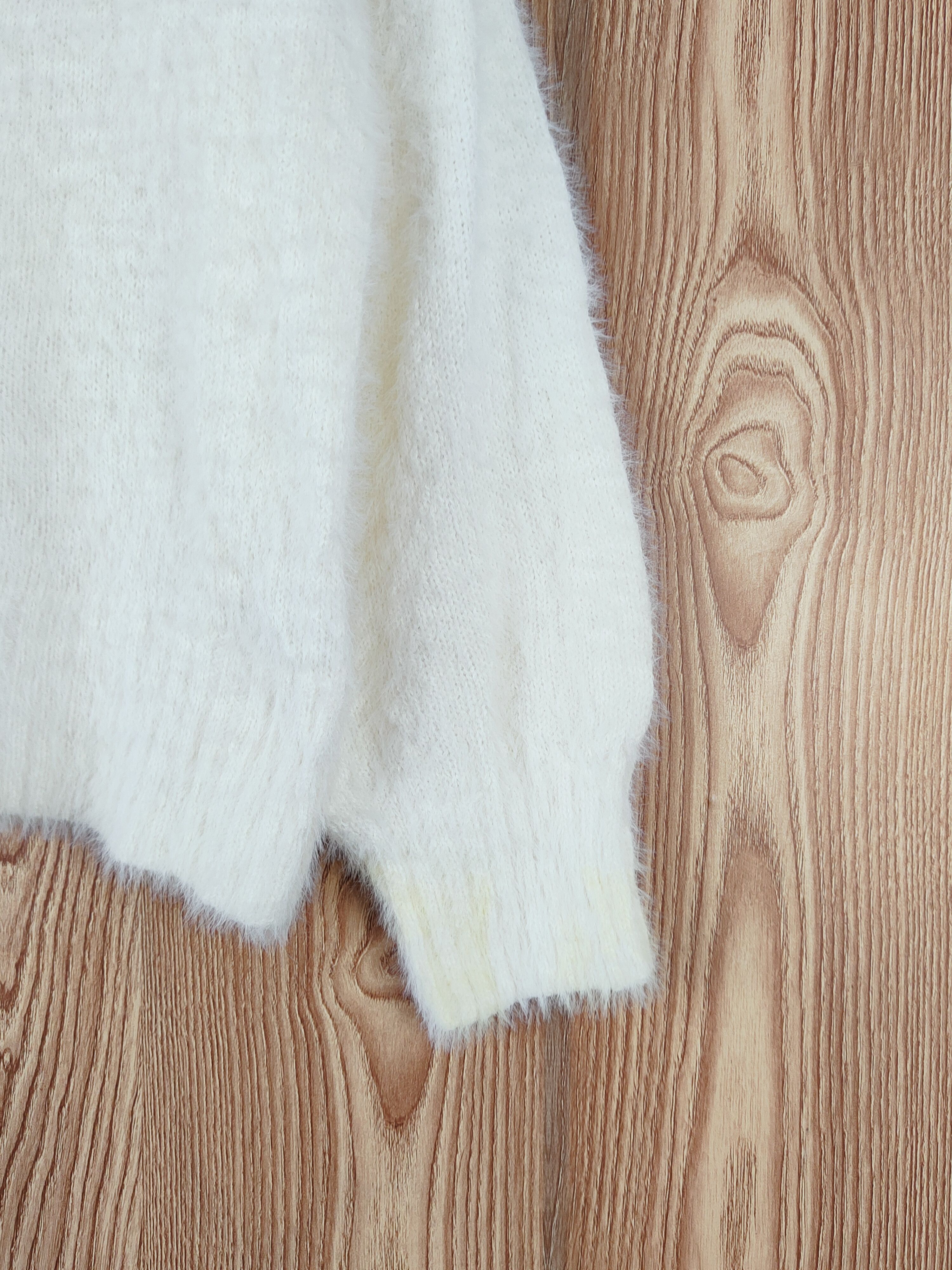 Japanese Brand × Vintage Earth Music & Ecology Ivory Fur Mohair Knitwear Size M / US 6-8 / IT 42-44 - 6 Thumbnail