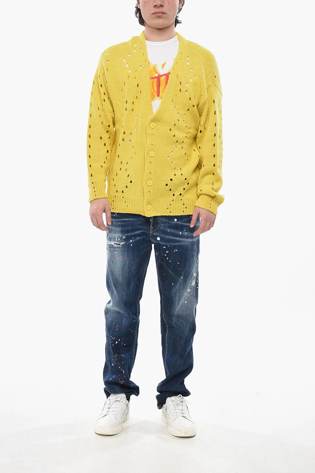 Givenchy og1mm0326 Alpaca-Blend Cardigan in Yellow Size US XS / EU 42 / 0 - 4 Thumbnail