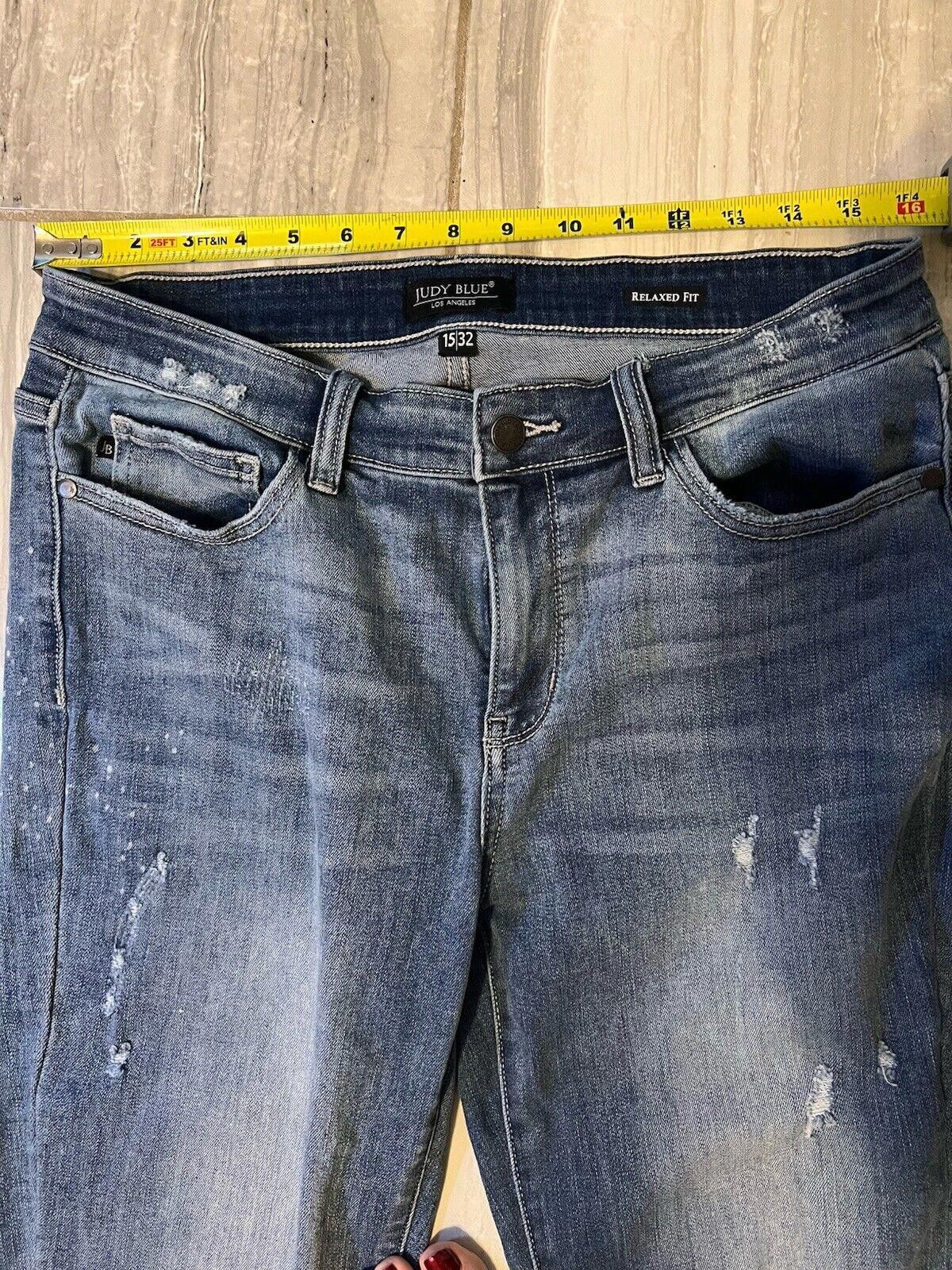 Designer Judy Blue 15/32 Mid Rise Relaxed Fit Stretch Distressed Size 32" / US 10 / IT 46 - 8 Thumbnail