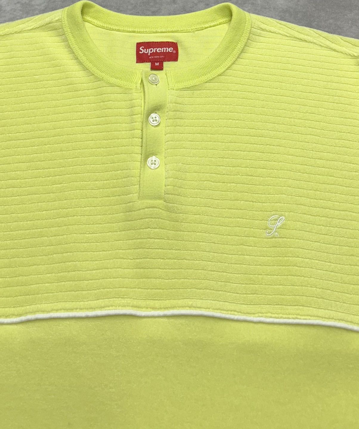 Supreme Supreme Terry S/S Henley Lime Size US M / EU 48-50 / 2 - 2 Thumbnail