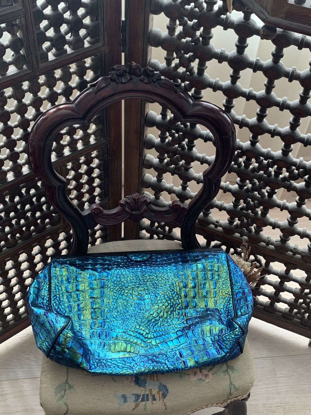 Vivienne Westwood AW08 Iridescent Faux Crocodile Large Clutch Size ONE SIZE - 3 Thumbnail