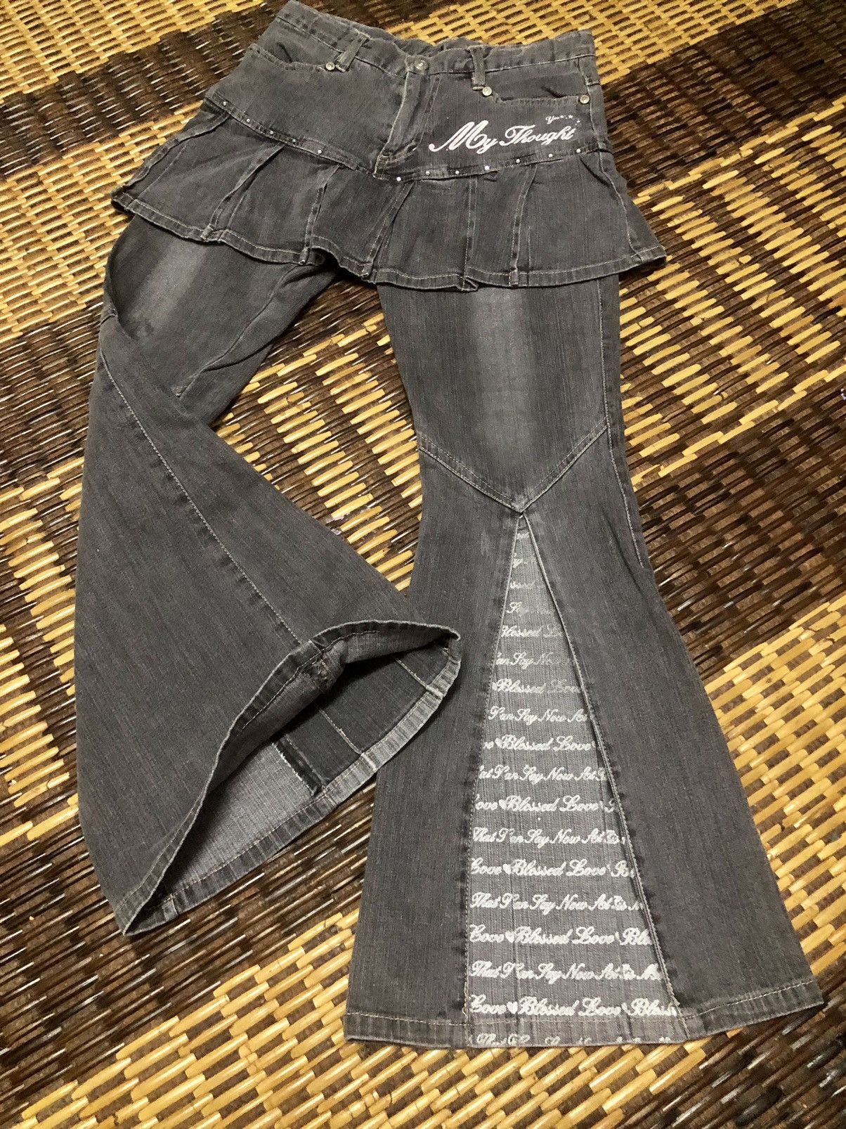 Hysteric Glamour × If Six Was Nine Vintage Denim Skirt Pant Flared Punk Style Size 27" / US 4 / IT 40 - 7 Thumbnail