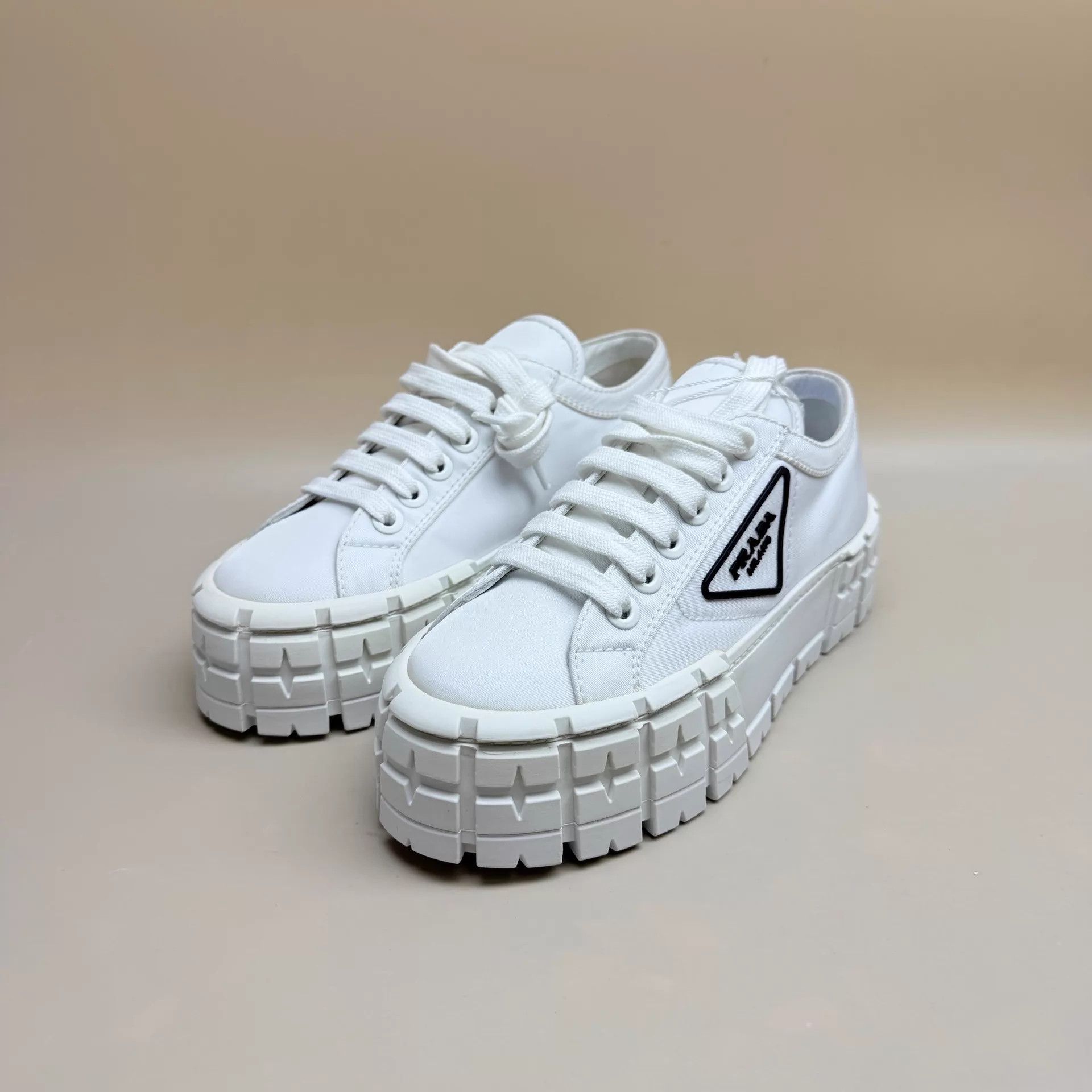 Prada Prada White Triangle Logo Platform Cracker Sneakers 37 Size US 6.5 / IT 36.5 - 1 Thumbnail