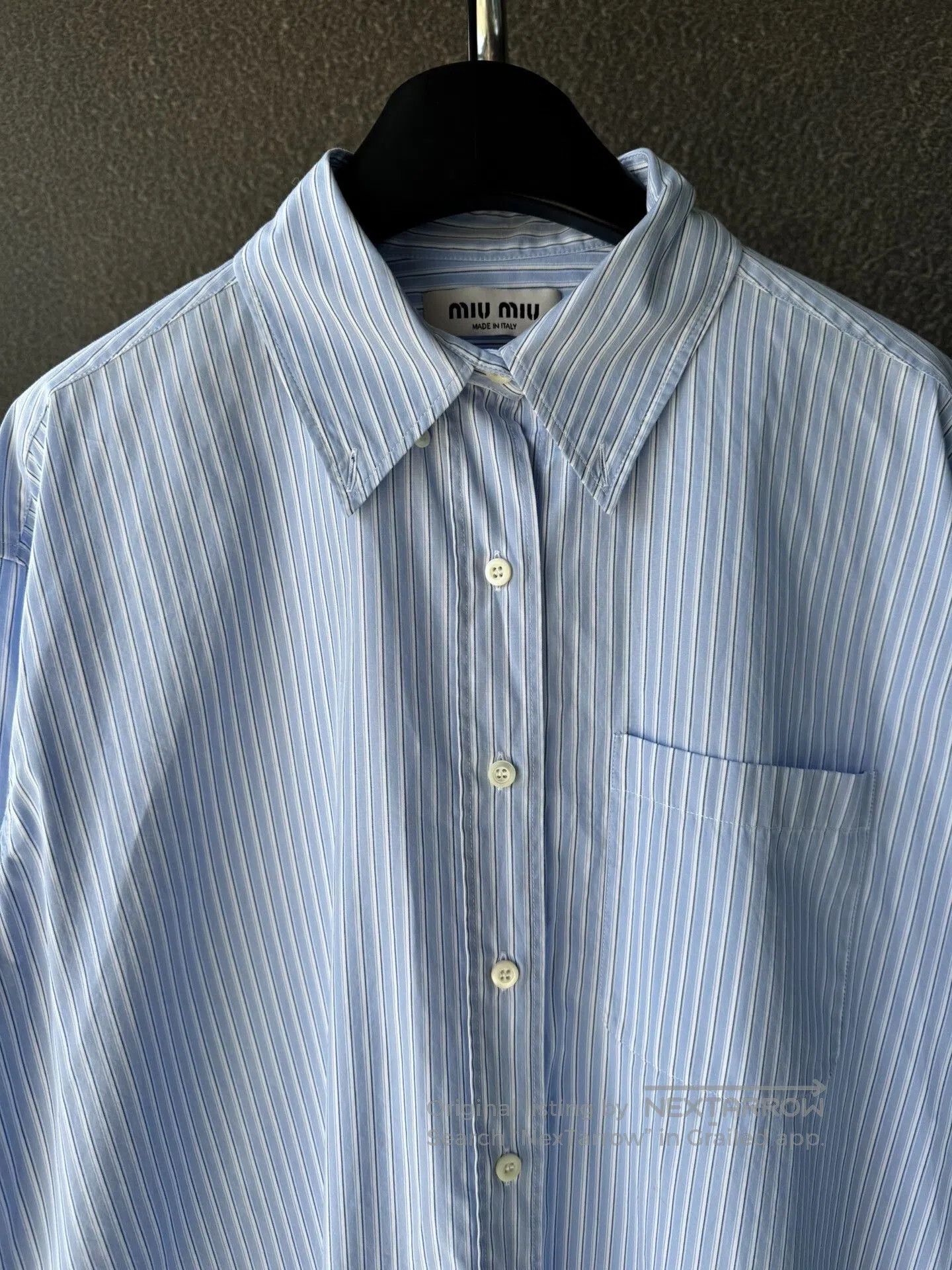 Miu Miu Miu Miu Embroidered Blue Striped Shirt. Size M / US 6-8 / IT 42-44 - 3 Thumbnail