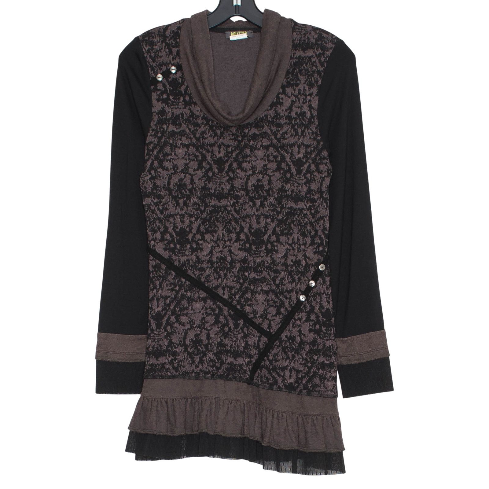 Other Dolcezza Tunic Top Cowl Neck Artsy Lagenlook Boho Brown S Size S / US 4 / IT 40 - 1 Thumbnail