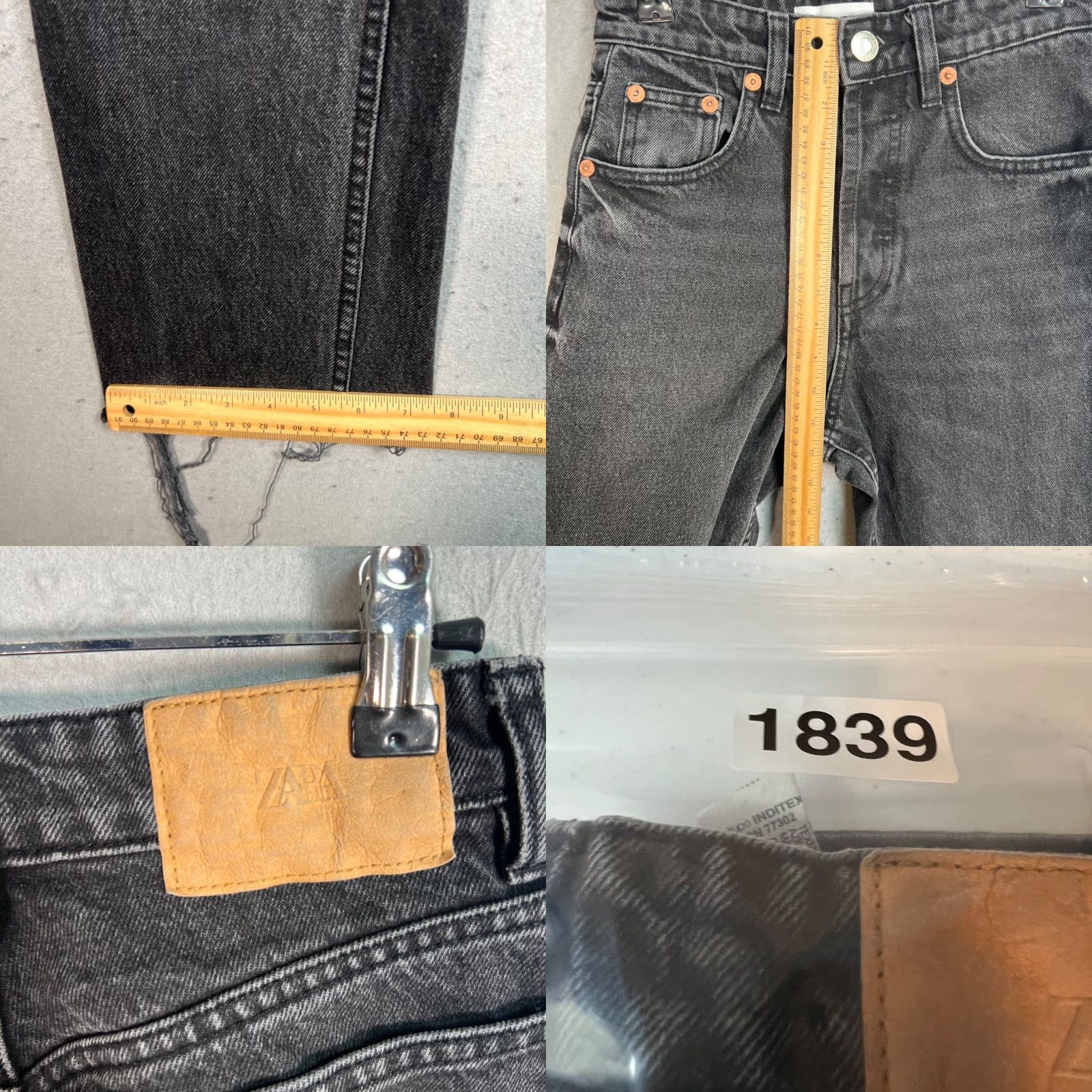 Zara Zara Womens Jeans Size 2 Black High-Waisted Frayed Hem 100% Cotton Denim Size 26" / US 2 / IT 38 - 8 Thumbnail