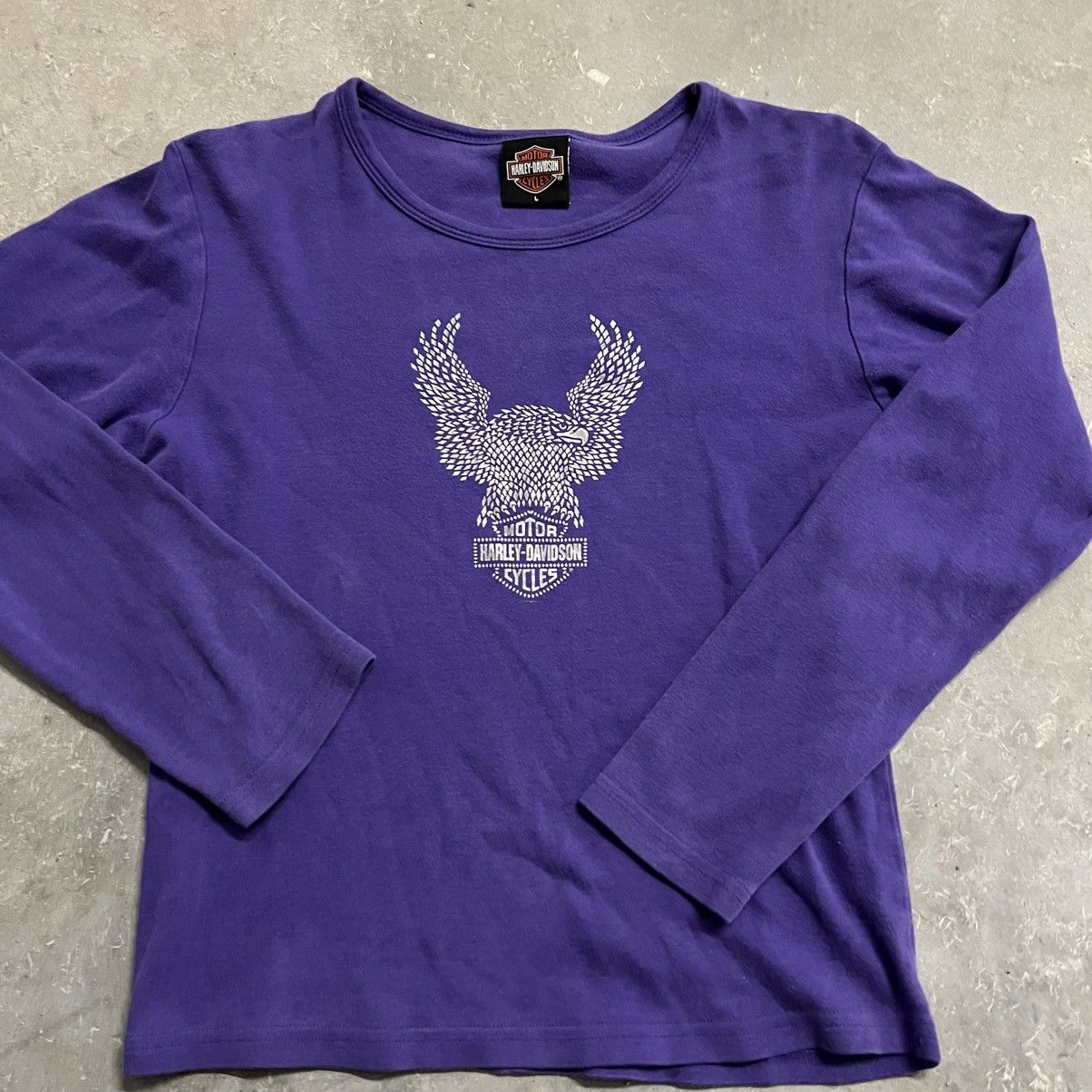 Harley Davidson × Vintage 2004 Vintage wmns Harley Davidson Eagle Longsleeve Size L / US 10 / IT 46 - 1 Thumbnail