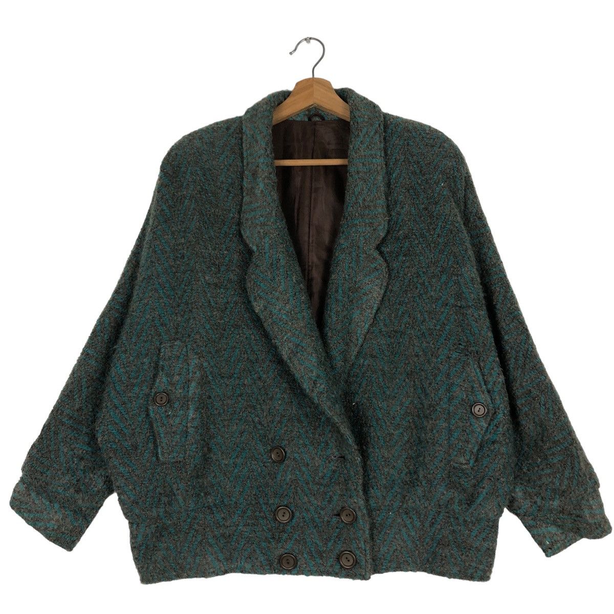 Japanese Brand 🔥Rich Green Fly Wool Herringbone Bomber Jacket Issey Miyake Size US M / EU 48-50 / 2 - 1 Thumbnail