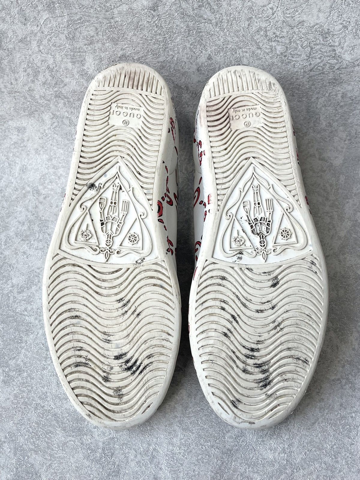 Gucci Gucci Ace Sneaker Ghost Graffiti Print Monogram Trainers Size US 6.5 / IT 36.5 - 12 Thumbnail