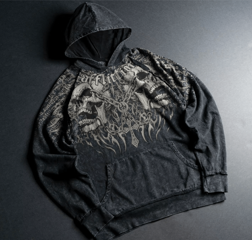 Japanese Brand Hoodie American Retro Skull Print Size US L / EU 52-54 / 3 - 3 Thumbnail