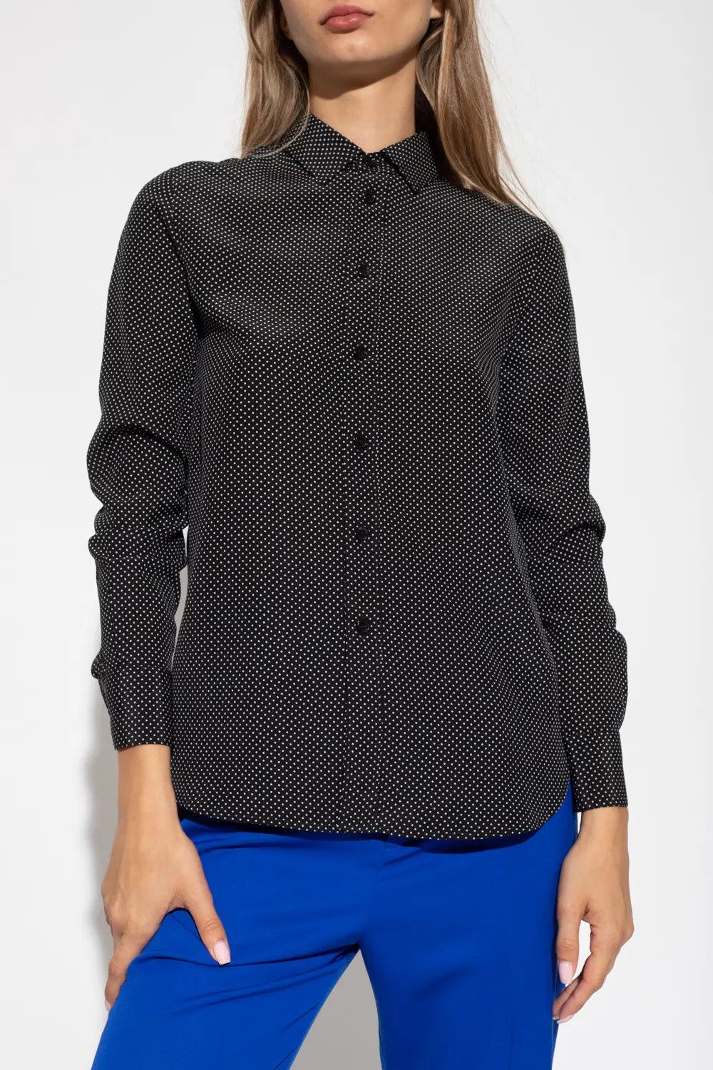 Saint Laurent Paris o1s1wg111124 Classic Shirt in Dotted Silk in Black Size M / US 6-8 / IT 42-44 - 3 Thumbnail