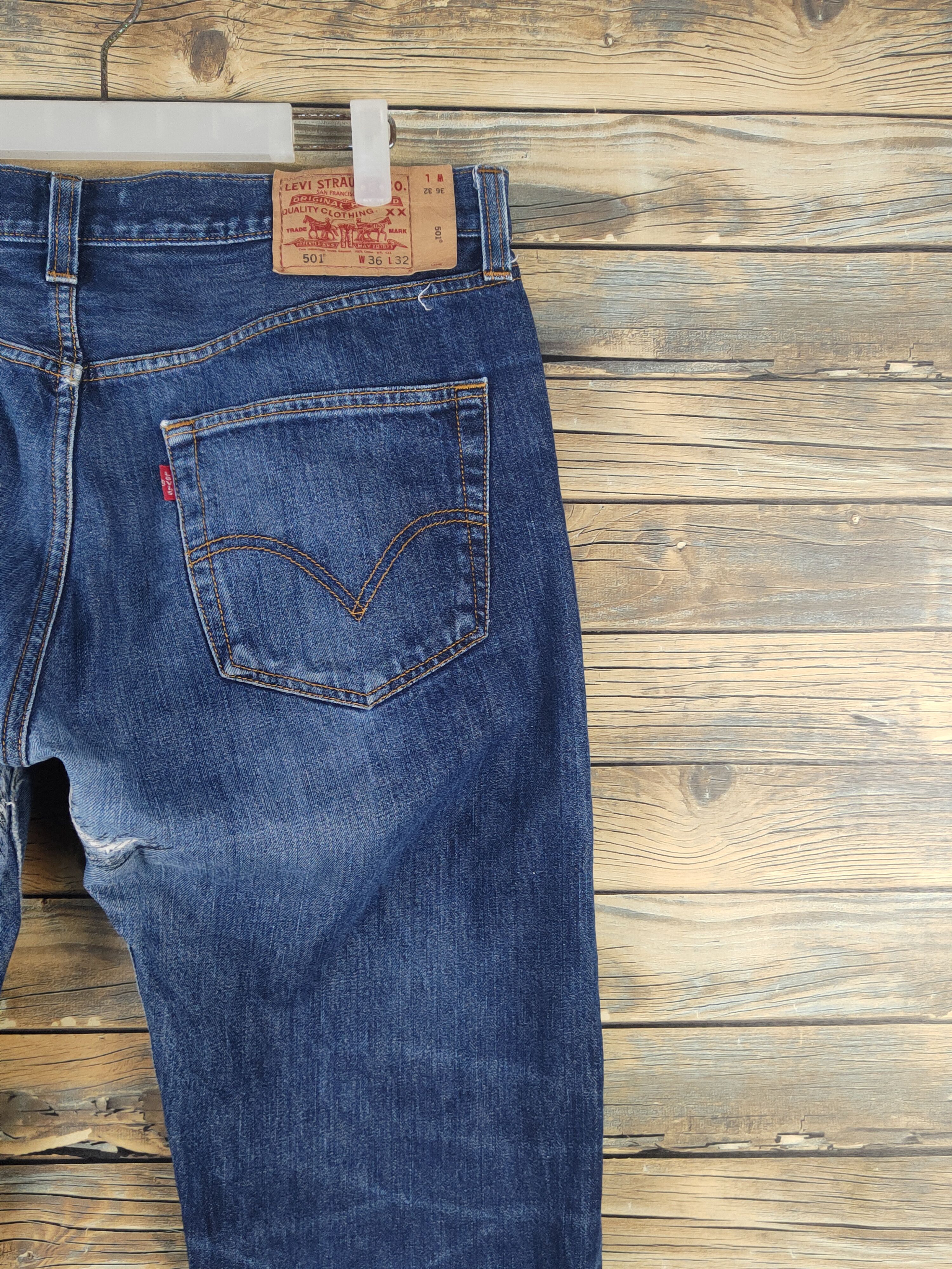 Levi's 501 Levi's Blue Distressed Ripped Jeans #W2266 Size US 36 / EU 52 - 12 Thumbnail