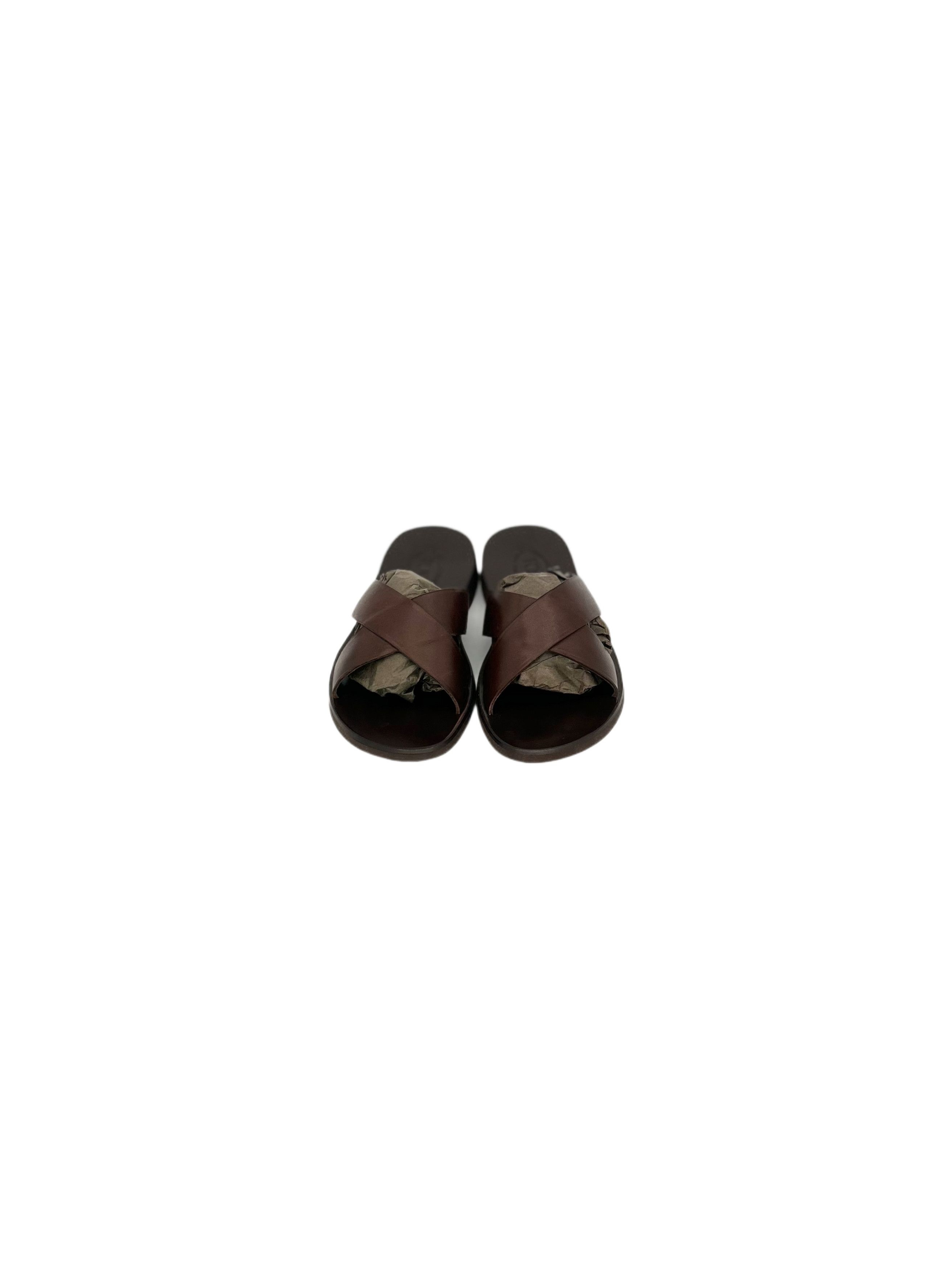 Tod's TODS Brown Leather Classic X-over Sandals Size US 6 / EU 39 - 3 Thumbnail