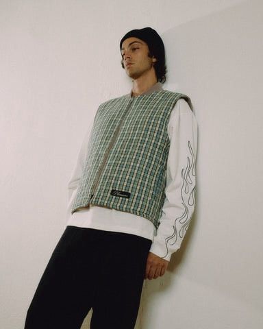 Pleasures PLEASURES Horns Reversible Plaid Embroidered Quilted Vest Size US M / EU 48-50 / 2 - 13 Thumbnail