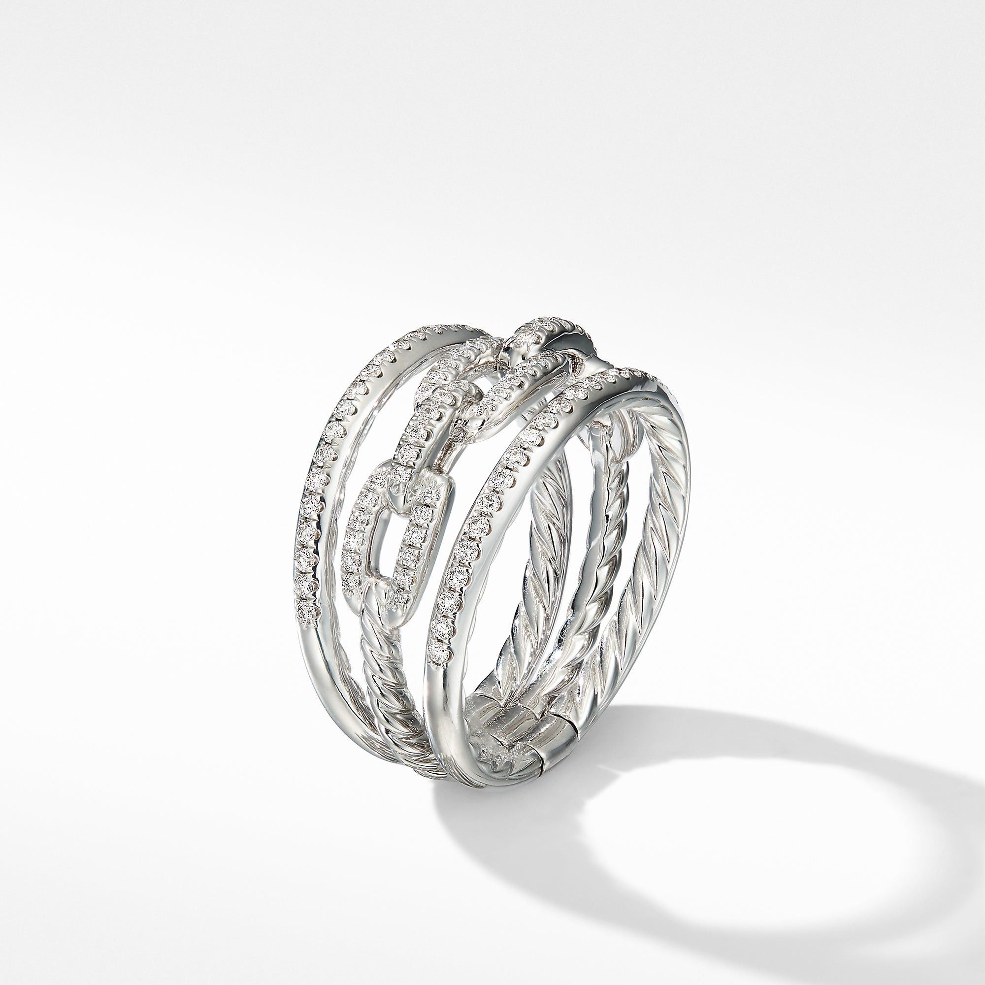 David Yurman o1s1wg111025 R14872D Three Row Chain Link Ring in Silver Size ONE SIZE - 3 Thumbnail