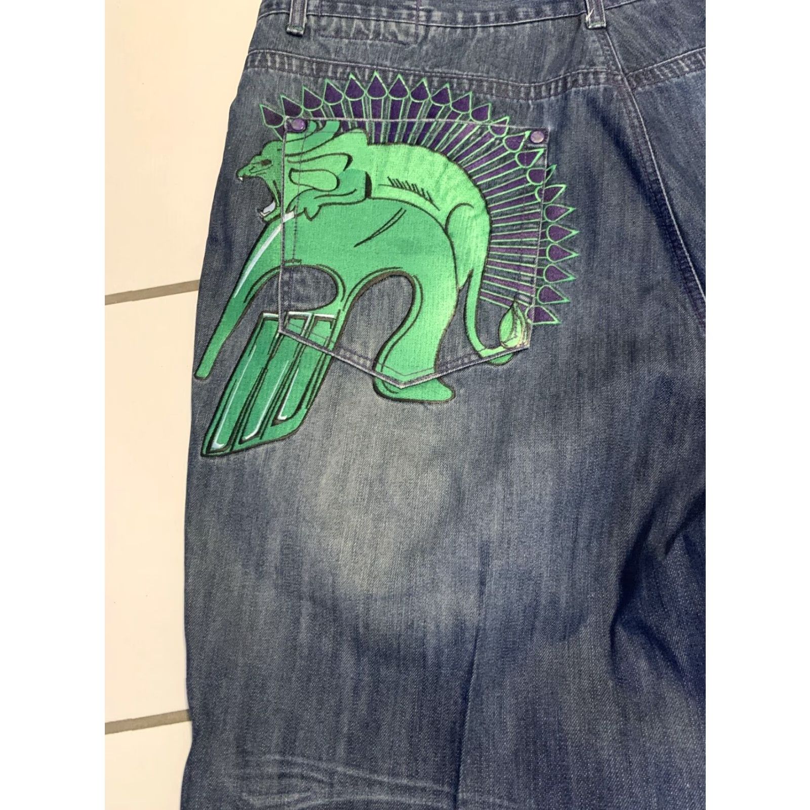 Vintage Eight 732 Jeans Men Size 44x34 Blue Casual Denim Embroidered Pockets Hip Hop Style Size US 34 / EU 50 - 5 Thumbnail