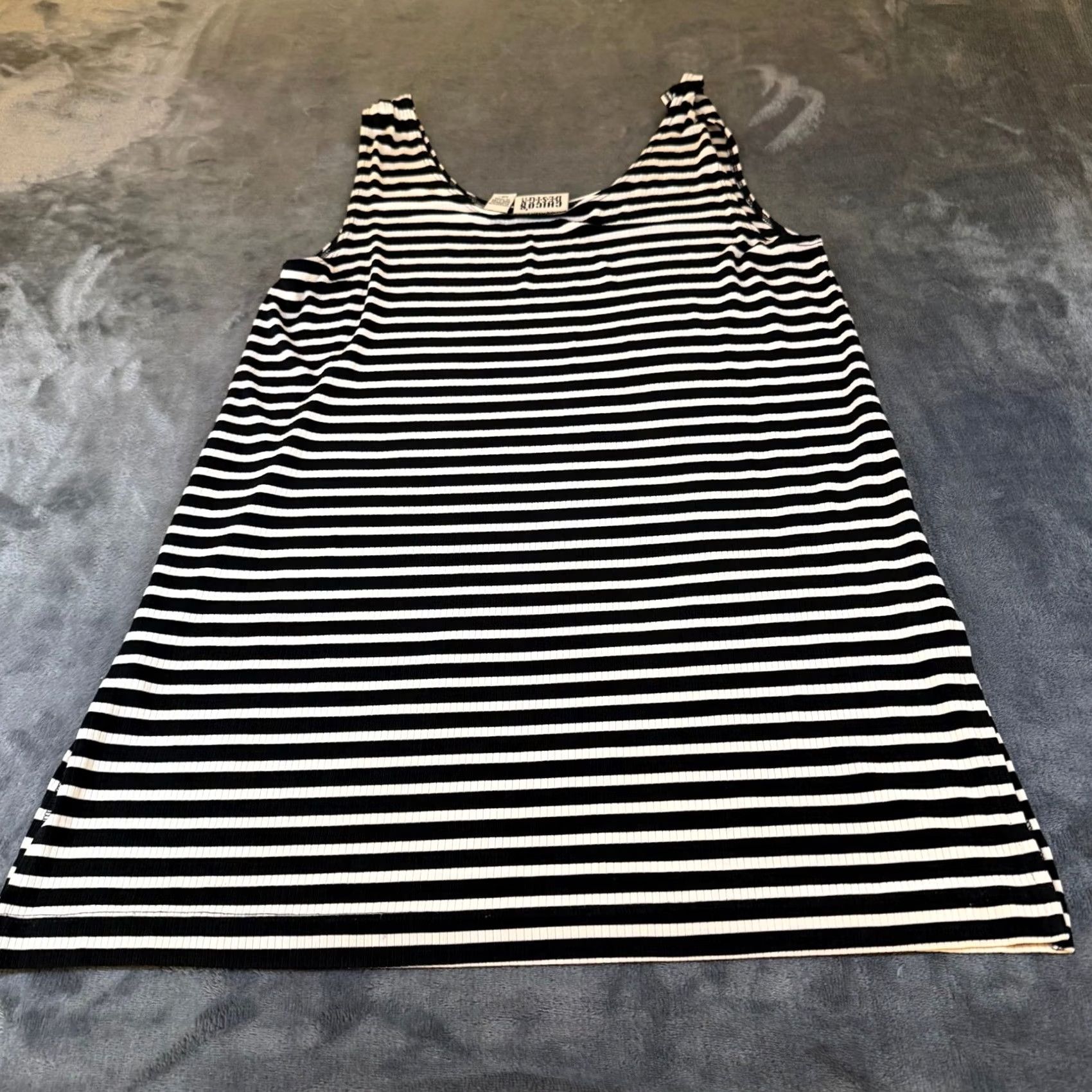 Vintage Chico's Design Striped Ribbed Dress Sleeveless Black White Stretch Womens Size 1 Size XS / US 0-2 / IT 36-38 - 3 Thumbnail