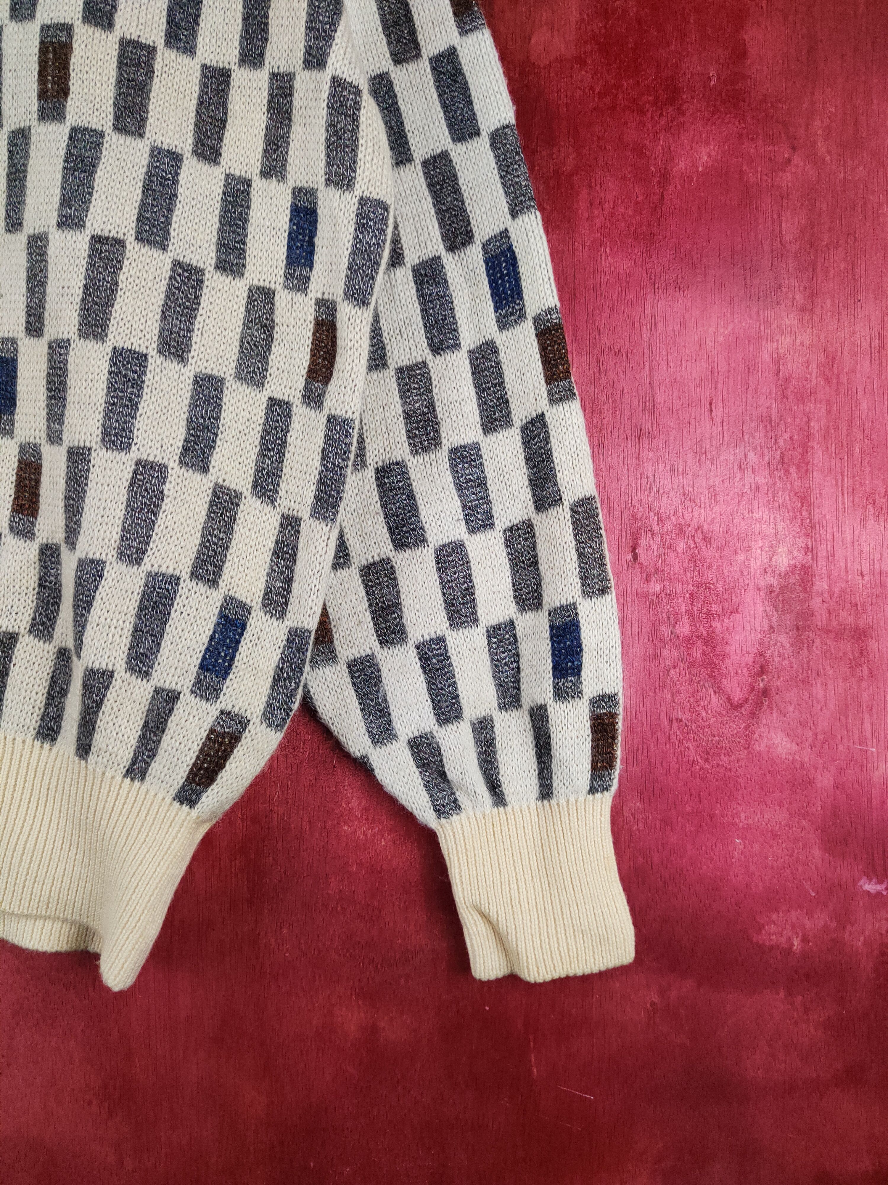 Lancel Lancel vintage checkered Cream Knitwear Sweatshirts #S2352 Size US L / EU 52-54 / 3 - 6 Thumbnail