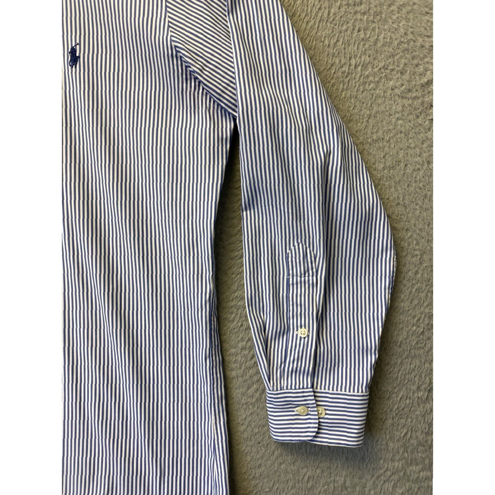 Ralph Lauren Ralph Lauren Button-Down Shirt Mens 16 32/33 Striped Classic Long Sleeve Blue Cotton Polo Pony Logo Casual Shirt Size US L / EU 52-54 / 3 - 4 Thumbnail