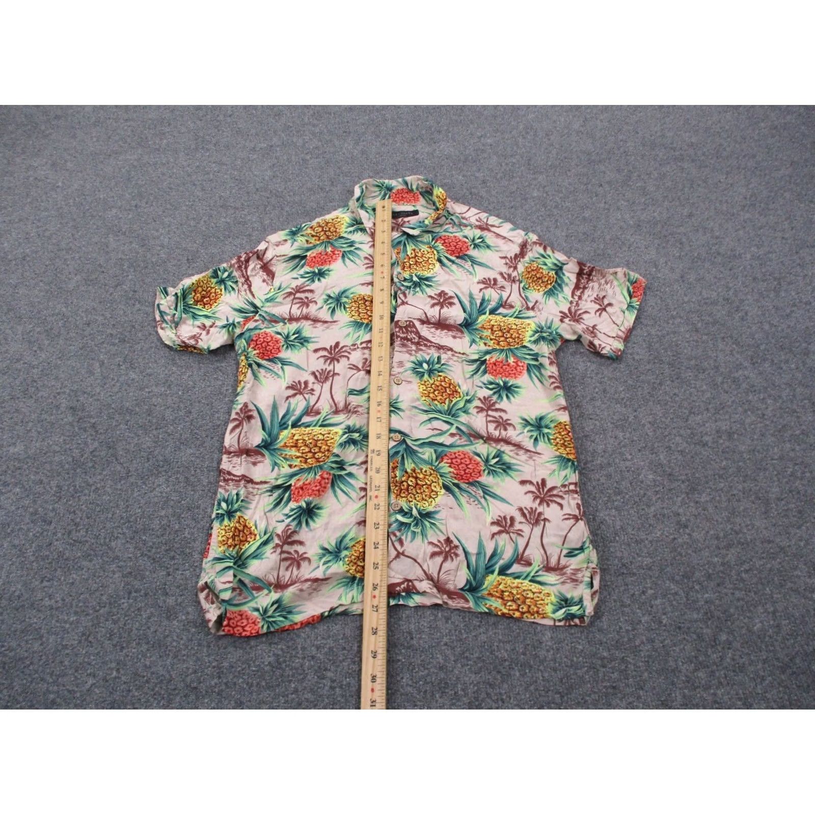 Allsaints AllSaints Shirt Mens M Viscose Floral Hawaiian Tropical Palm Tree Pineapple Button-Up Short Sleeve Collared Knit Multicolor Modern Beach Theme Mens Size US M / EU 48-50 / 2 - 3 Thumbnail