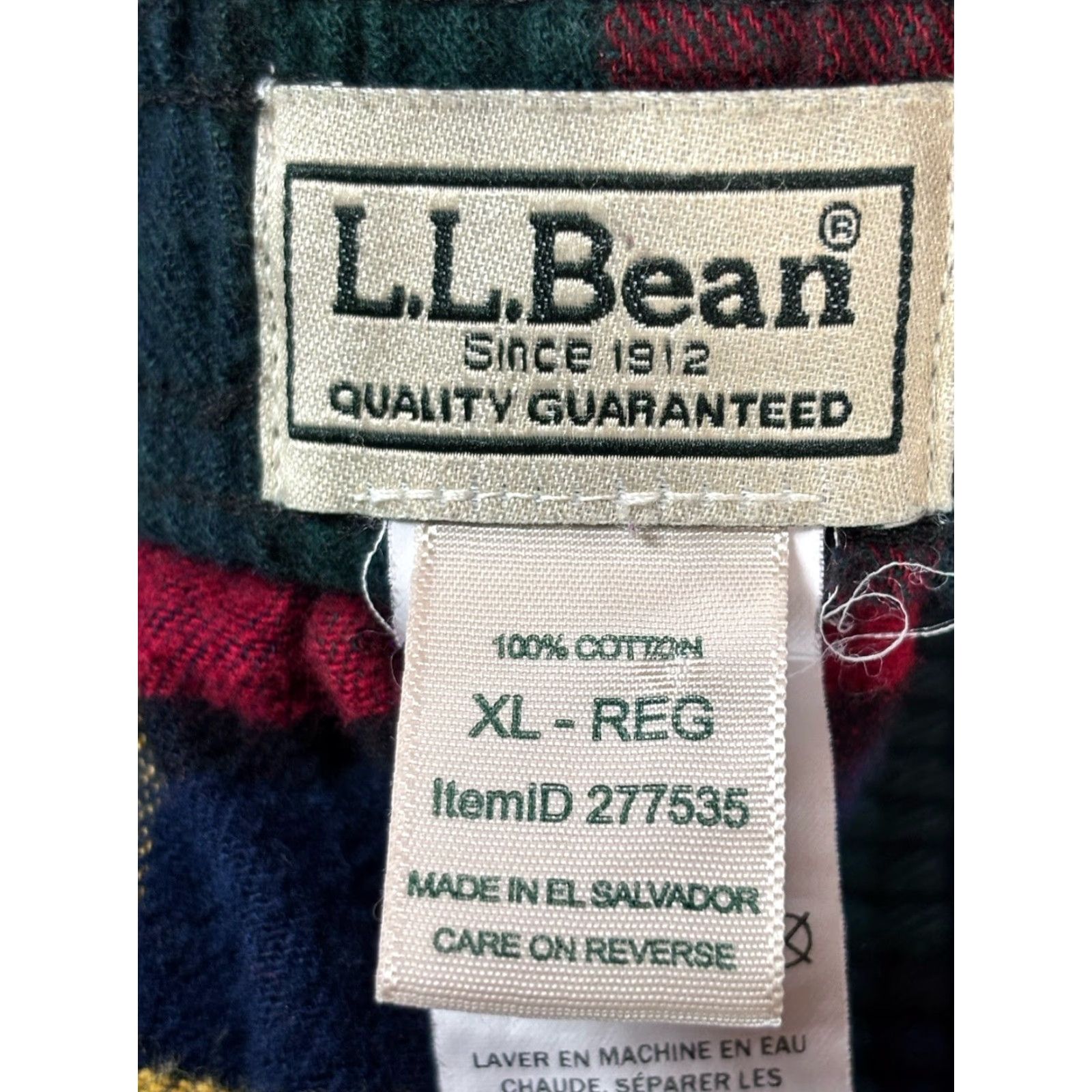 Vintage LL Bean Pants Mens XL Red Plaid Flannel 100% Cotton Lounge Size US 36 / EU 52 - 5 Thumbnail