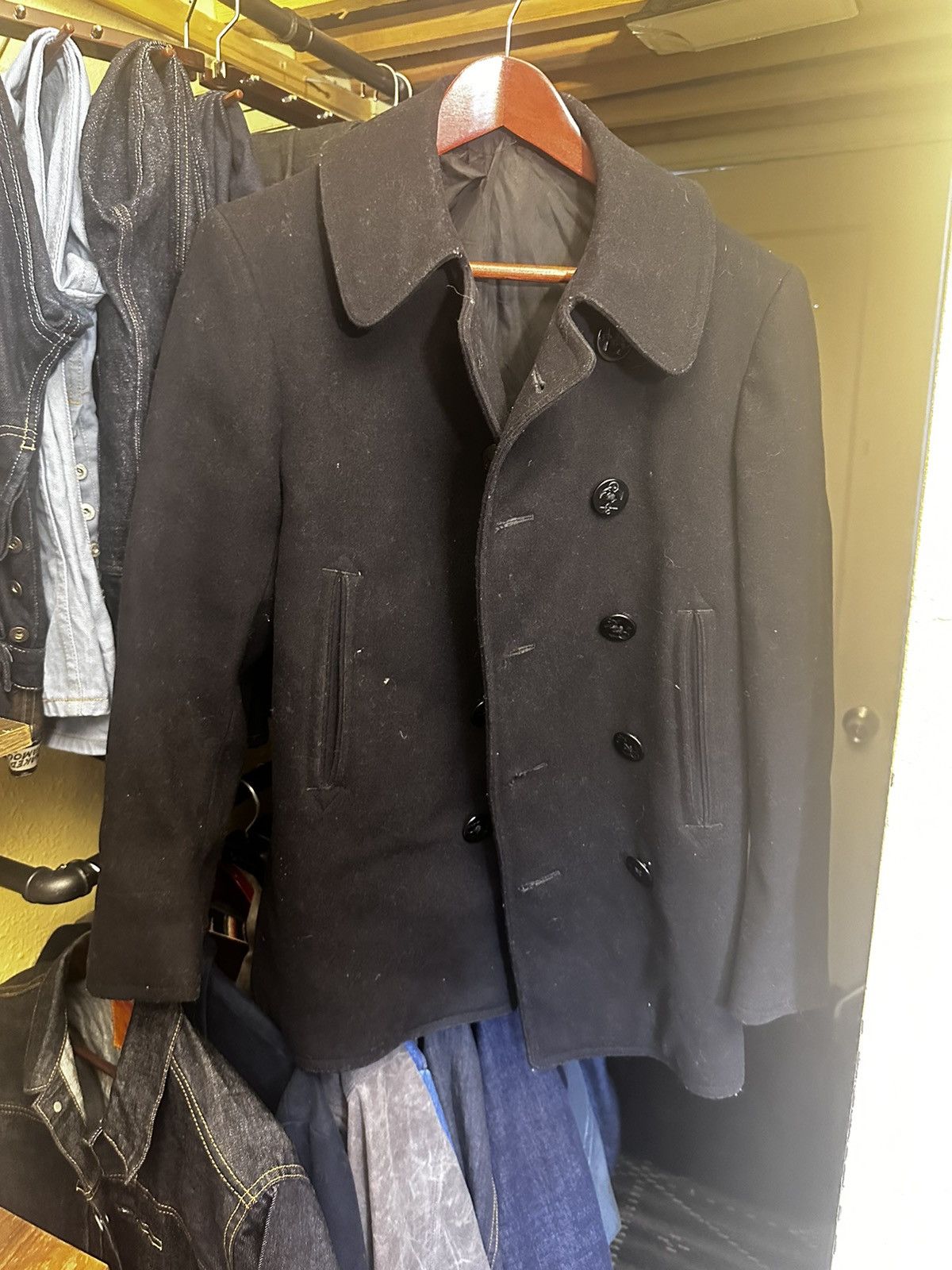 image of USN x Vintage Us Navy Peacoat | 100% Wool in Blue, Men's (Size Medium)