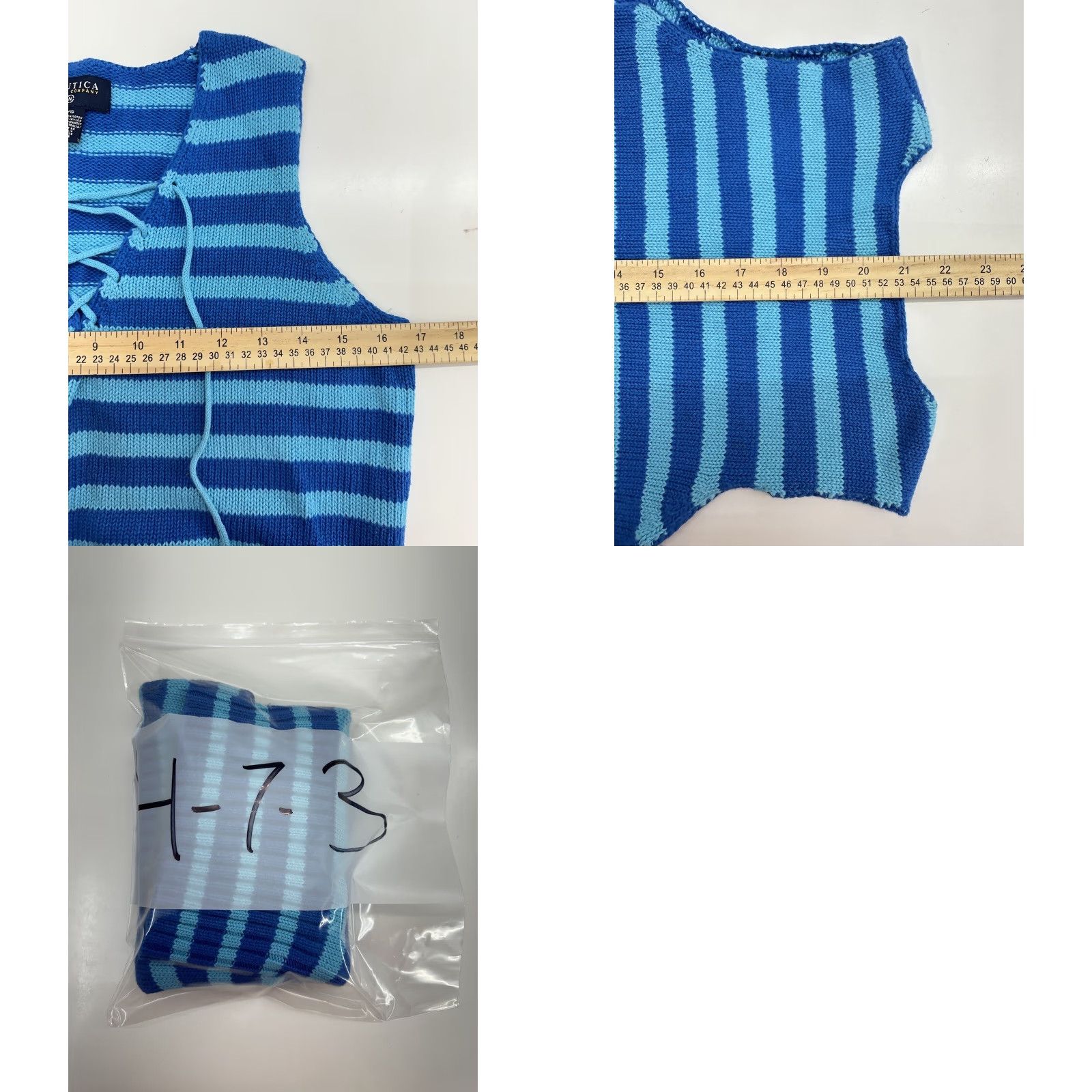 Nautica Nautica Jeans Company Womens Tank Size Large Blue Striped Sleeveless Knit Shirt Size 36" / US 14 / IT 50 - 8 Thumbnail