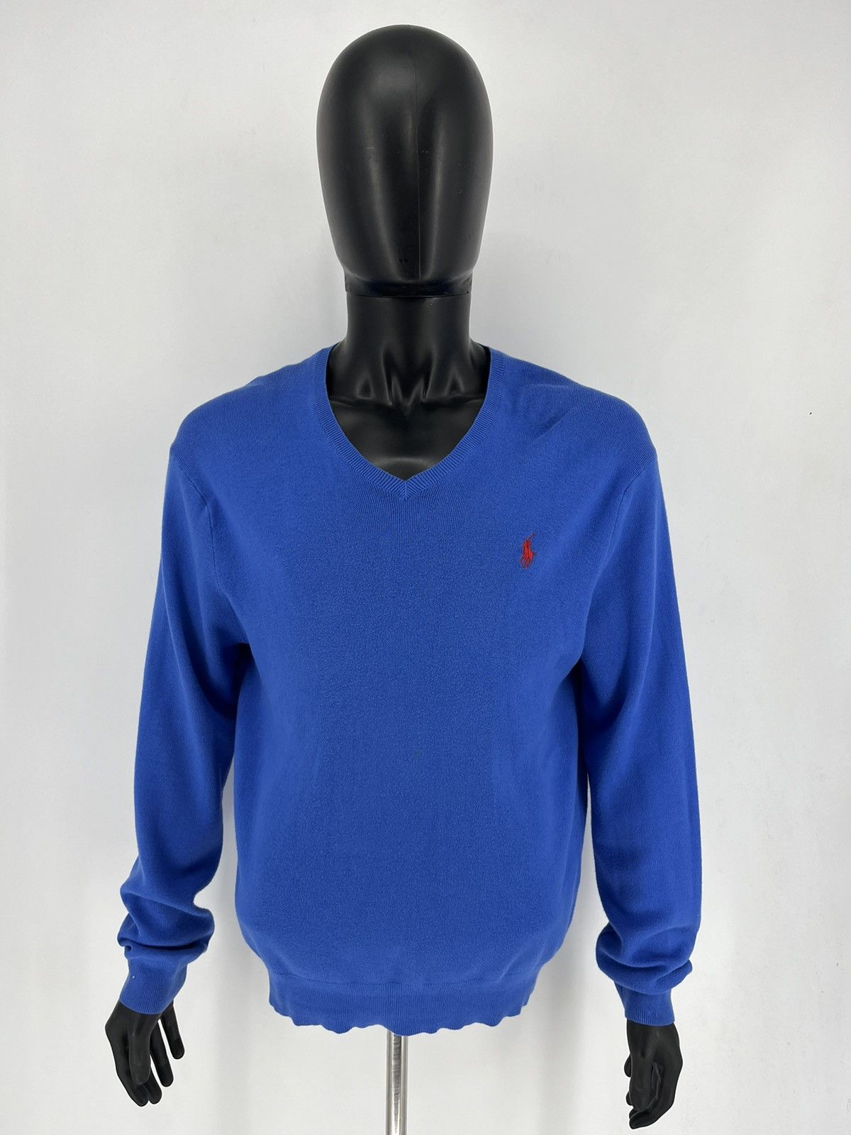 Polo Ralph Lauren × Ralph Lauren × Vintage Vintage Polo Ralph Lauren V-Neck Sweater 90s Navy Size US L / EU 52-54 / 3 - 2 Thumbnail