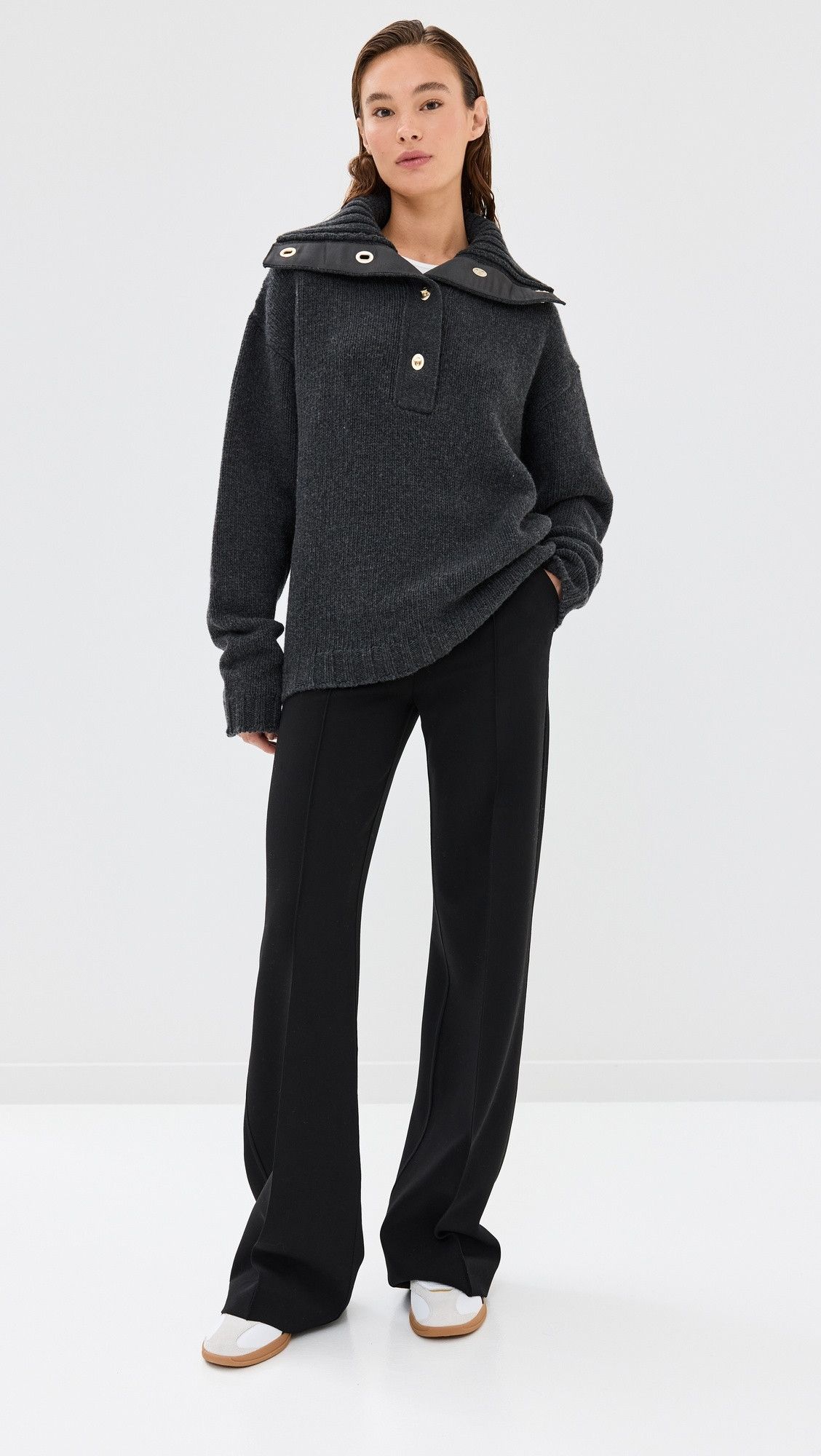Wales Bonner o1mle0825 Unisex Ballad Knit Jumper in Dark Grey Size US XS / EU 42 / 0 - 7 Thumbnail