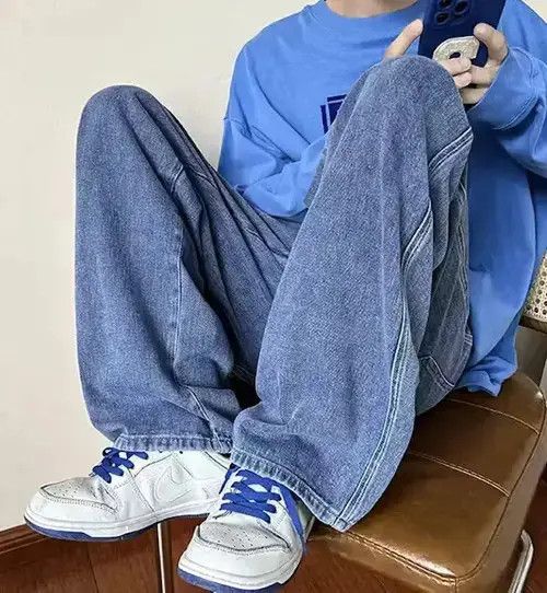 Other Blue Color Straight Denim Baggy Pant Size US 29 - 4 Thumbnail