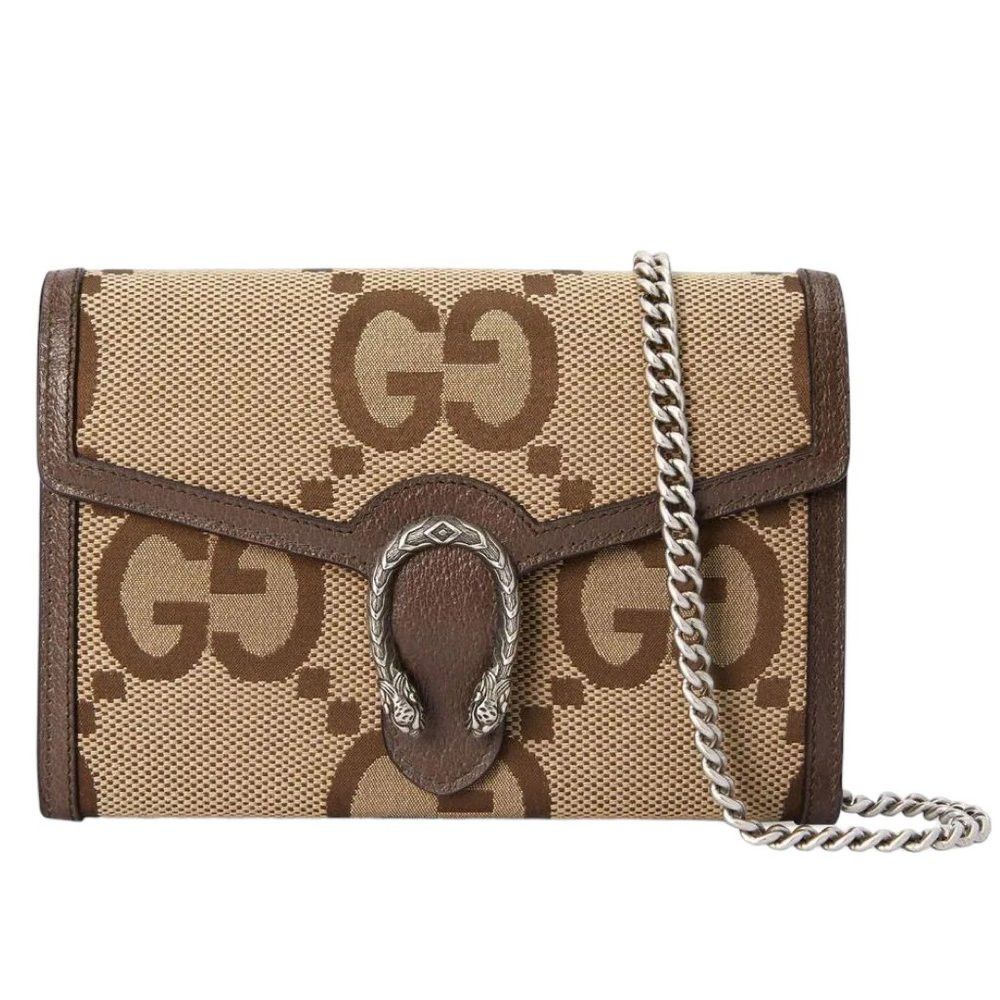 image of New Gucci Camel Ebony Dionysus Jumbo GG Supreme Shoulder Bag in Brown, Women's