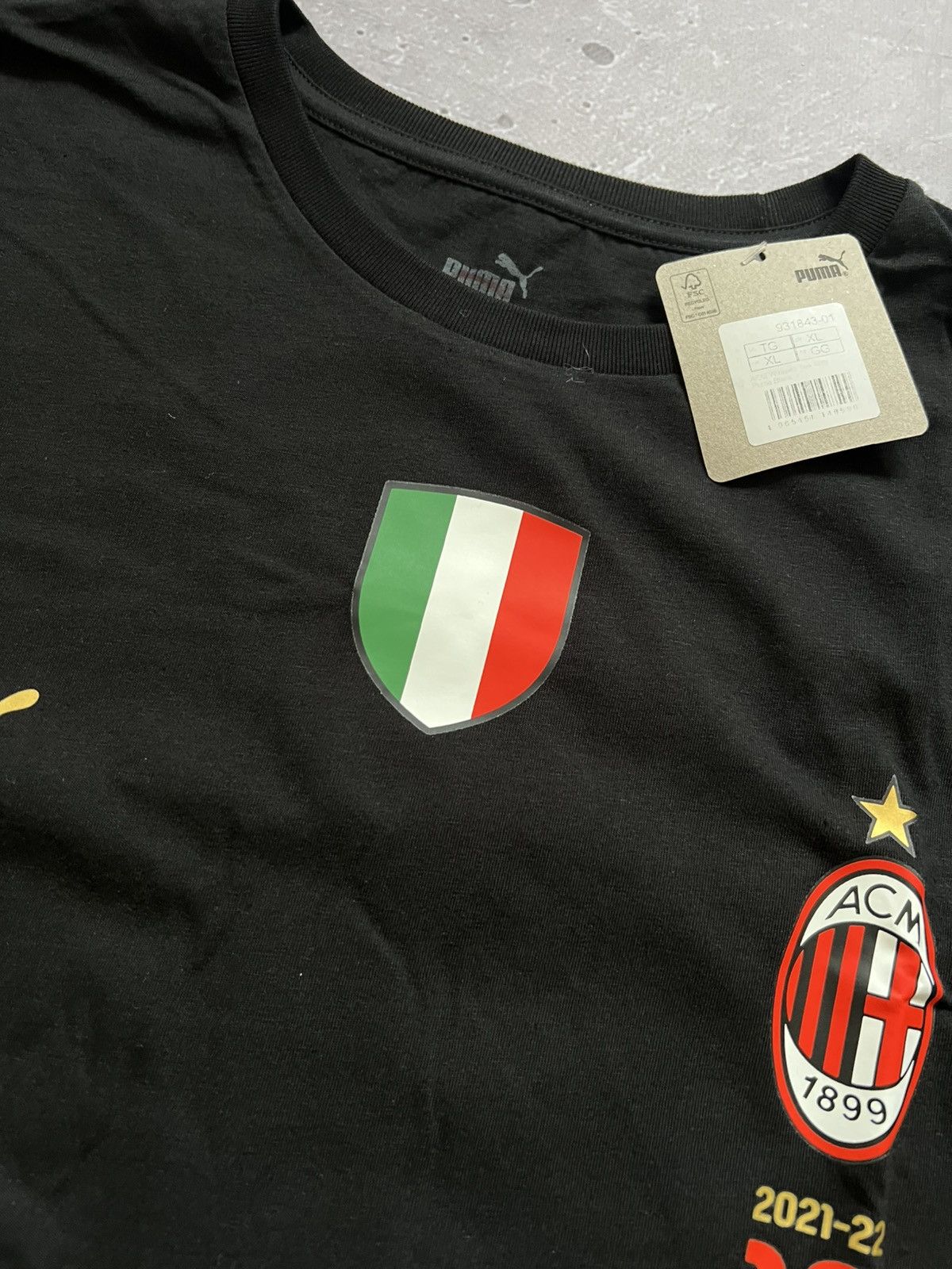 Puma AC Milan Scudetto 2022 T-Shirt Black Size XL New Size US XL / EU 56 / 4 - 4 Thumbnail