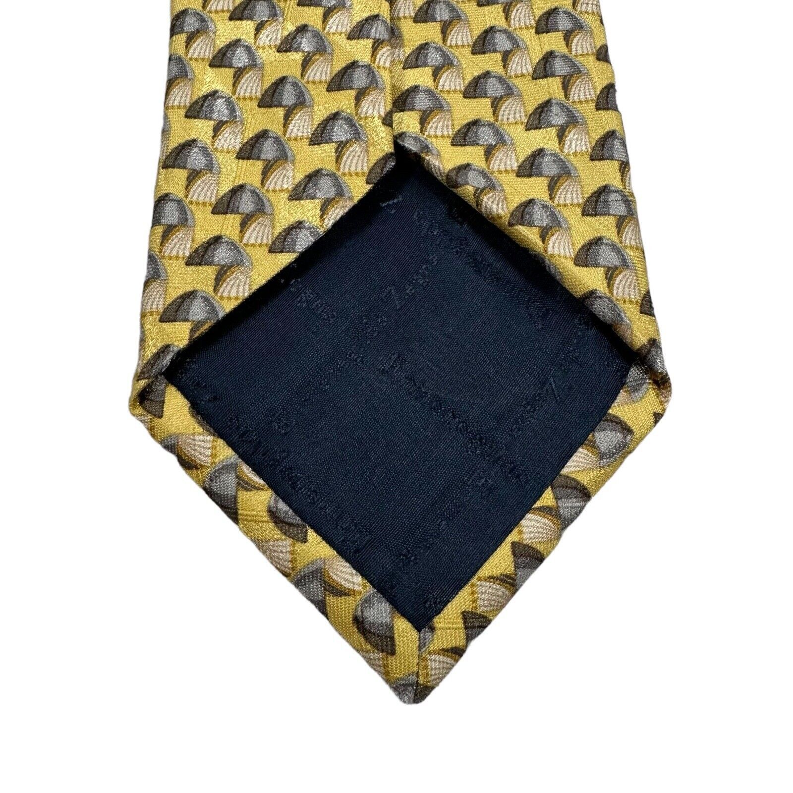 Ermenegildo Zegna Ermenegildo Zegna Tie Geometric Yellow Gray Neck Luxury Silk Size ONE SIZE - 3 Thumbnail