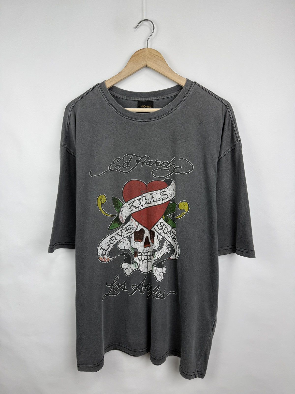 Ed Hardy 💀🇺🇸 Ed Hardy Love Kills Slowly Christian Audigier T-Shirt Y2K Size US XL / EU 56 / 4 - 2 Thumbnail