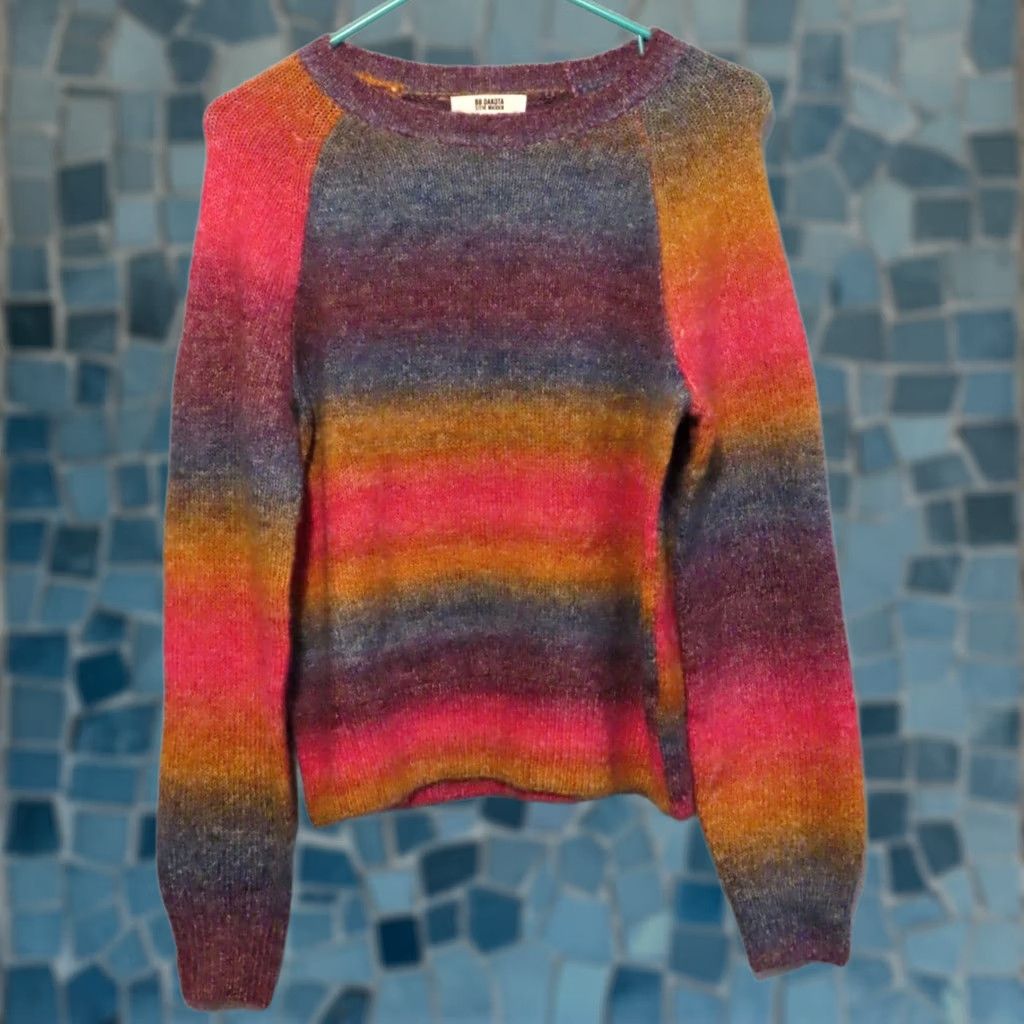 BB Dakota BB Dakota Sweater Women's Raglan Sleeve Striped Multicolor Ombre Knit Pullover Small Regular Fit Winter Spring Fall Casual Lights, MN/A Size S / US 4 / IT 40 - 1 Thumbnail