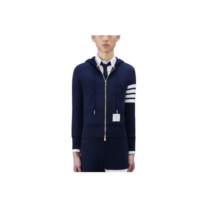 Thom Browne Thom Browne Navy Blue Zip-Up Jacket Size US L / EU 52-54 / 3 - 1 Thumbnail