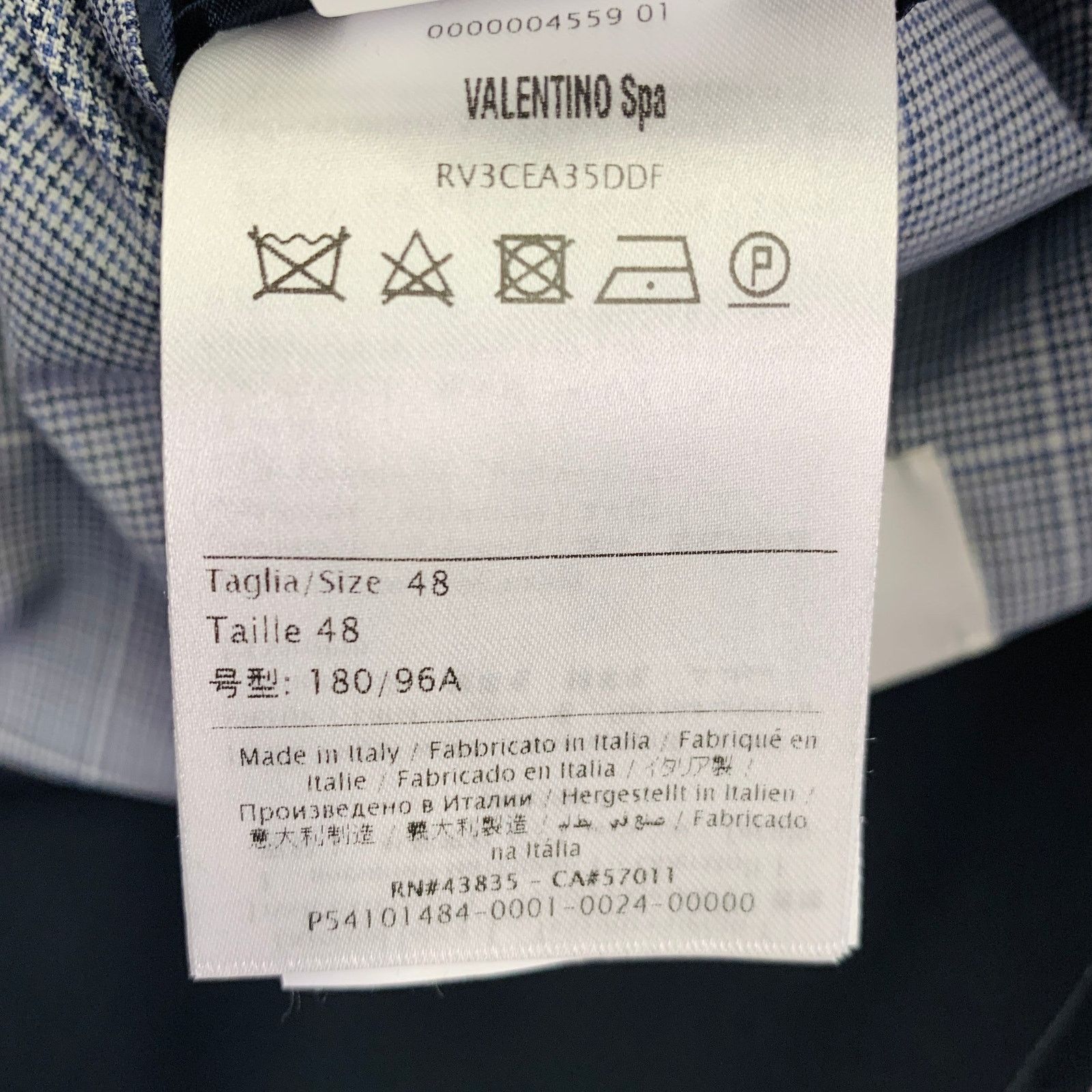 Valentino VALENTINO Size 38 Blue Grey Plaid Wool Notch Lapel Suit Size 38R - 11 Thumbnail