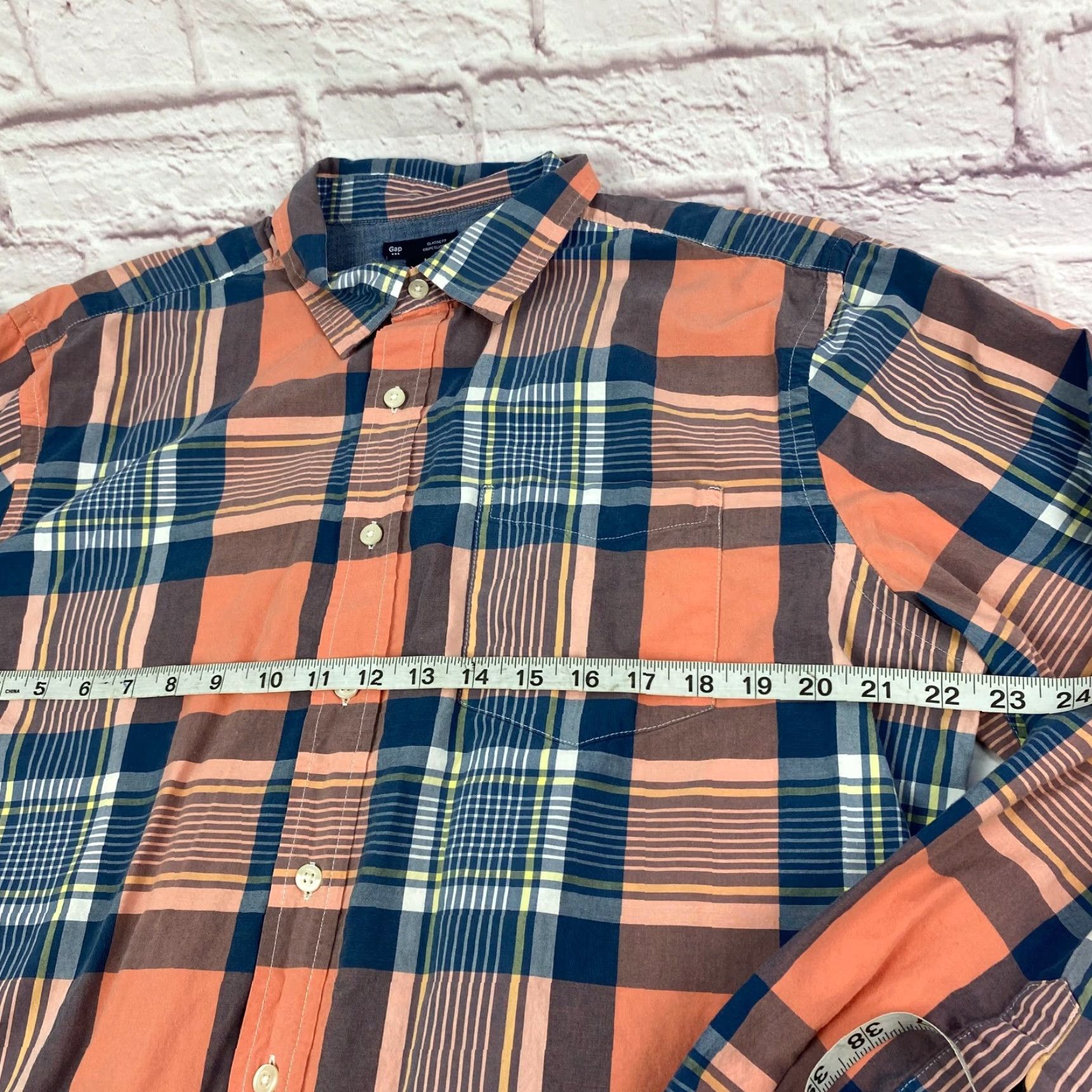 Gap Gap Mens Button-Up Shirt Plaid Check Long Sleeve 100% Cotton XL Classic Fit Casual Size US XL / EU 56 / 4 - 5 Thumbnail