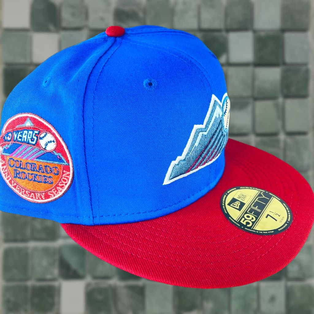 New Era New Era Rockies 59Fifty 10 Year Anniversary Patch Mens Size 7 1/2 Cap Blue Hat Baseball Cap Size ONE SIZE - 1 Thumbnail