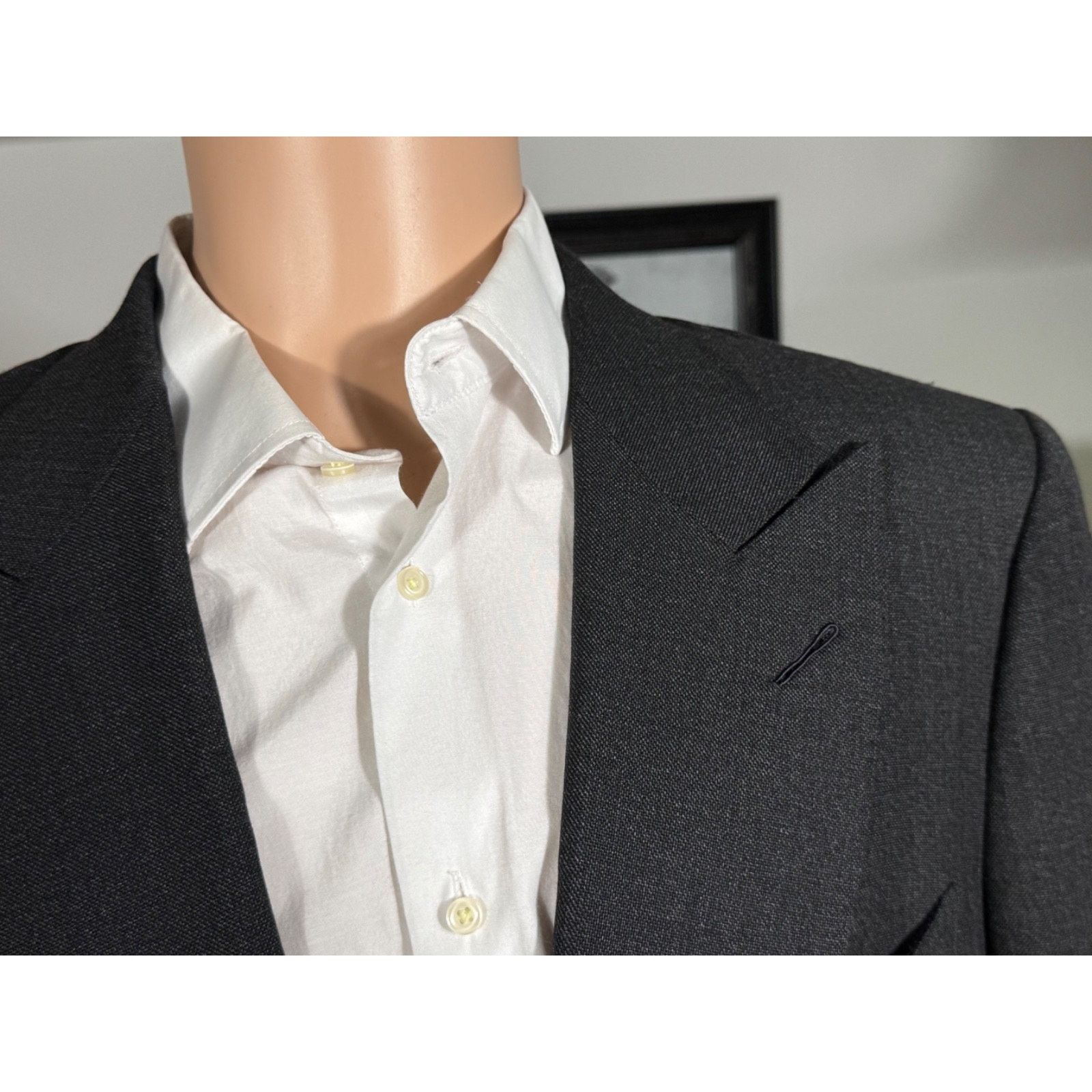 Tom Ford Tom Ford Charcoal Gray Birdseye Wool Blazer Peak Lapel 46R Size 46R - 9 Thumbnail