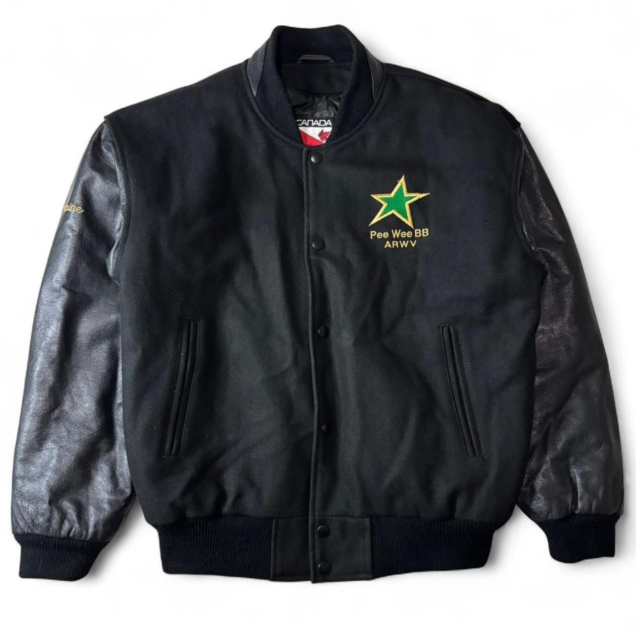 Vintage Vintage Black Leather Wool Blend Bomber Jacket - S Size US S / EU 44-46 / 1 - 1 Thumbnail