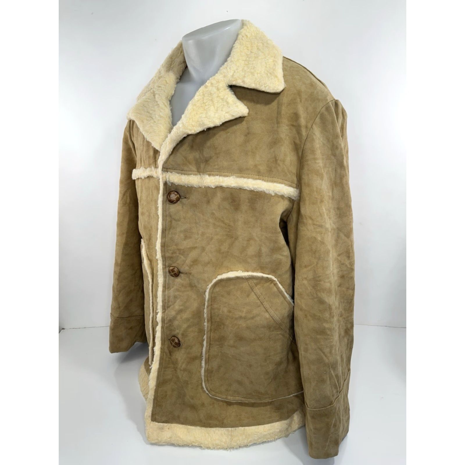 Vintage WIMAN Jacket Coat Heavy Lined Sherpa Harvester Ranch Vinyl Suede XL Light Brown Tan Men Retro 90s Mens Wiman #2 Size US XL / EU 56 / 4 - 3 Thumbnail