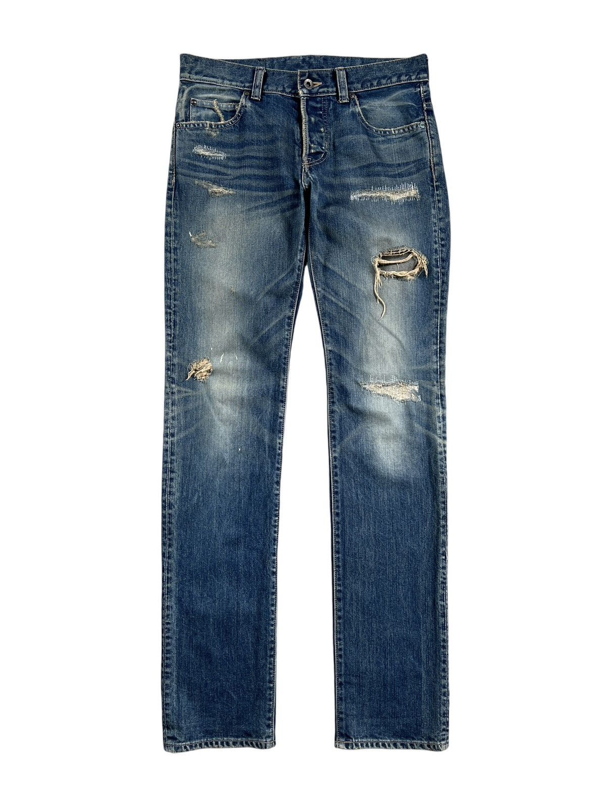 5351 POUR LES HOMMES × Japanese Brand Black Line by 5351 Pour Les Hommes Distressed Slim Denim Size US 32 / EU 48 - 1 Thumbnail