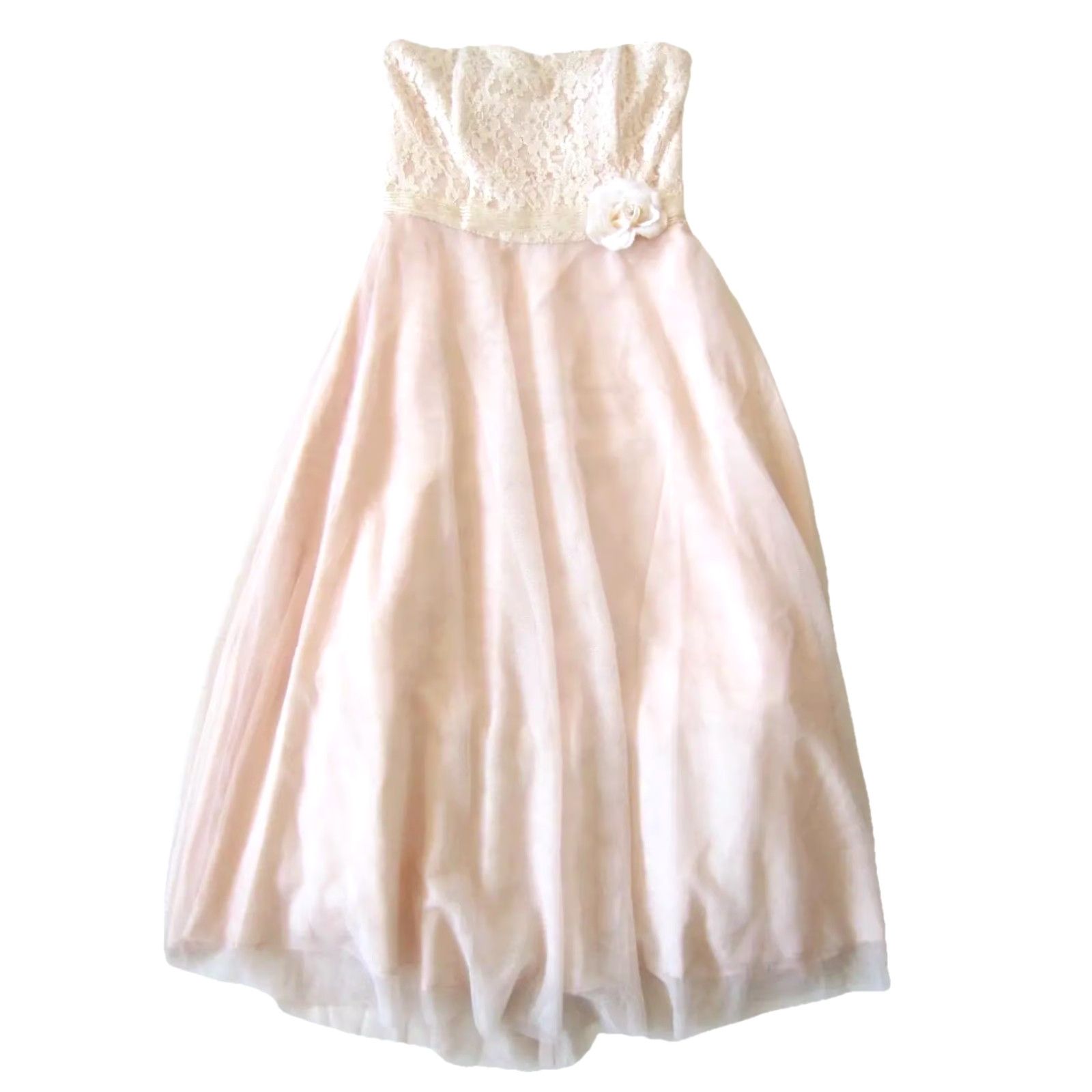 Vintage VINTAGE Scott McClintock Pink Lace Floral Strapless Long Formal Cocktail Party Dress 10 Size L / US 10 / IT 46 - 2 Thumbnail