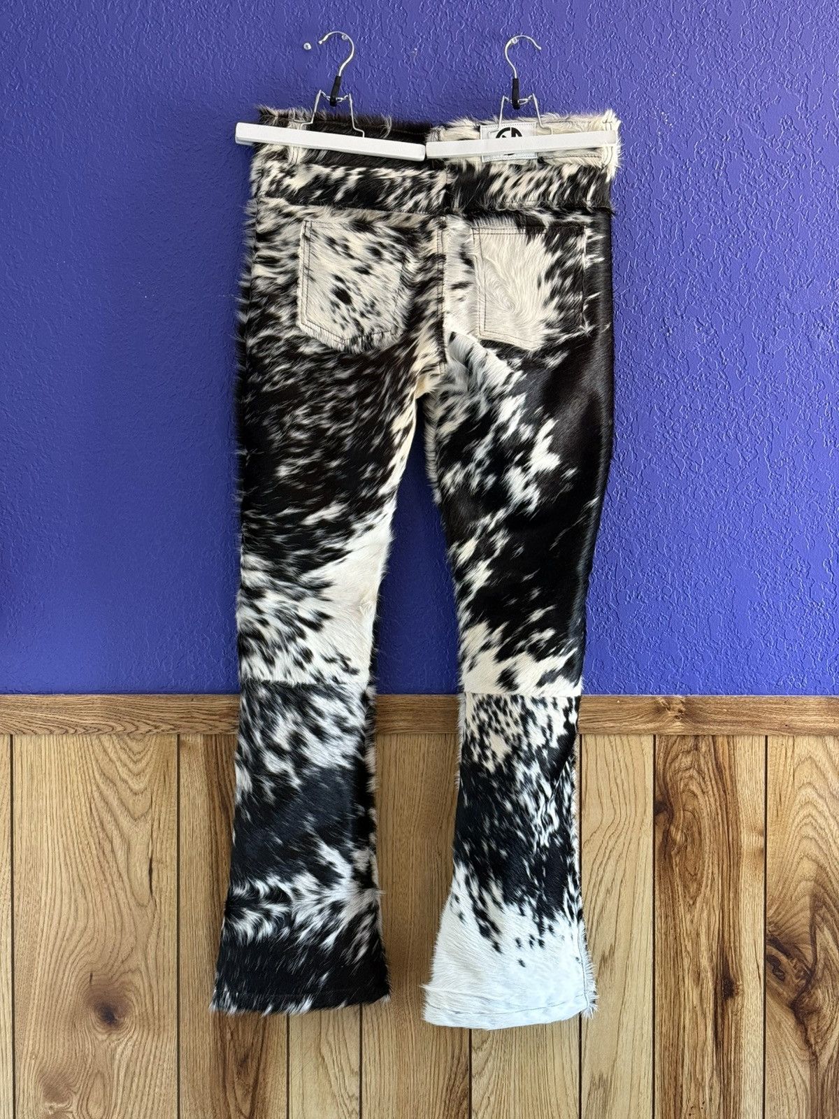 NYRVA Nyrva Black Cowhide Flared Leather Pants (34) Size US 34 / EU 50 - 2 Thumbnail