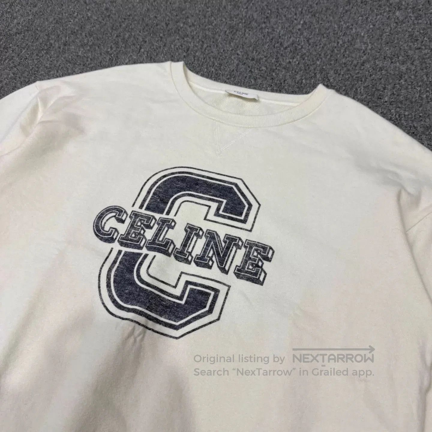 Celine White Crewneck Sweatshirt with Embroidered Logo. Size US S / EU 44-46 / 1 - 3 Thumbnail