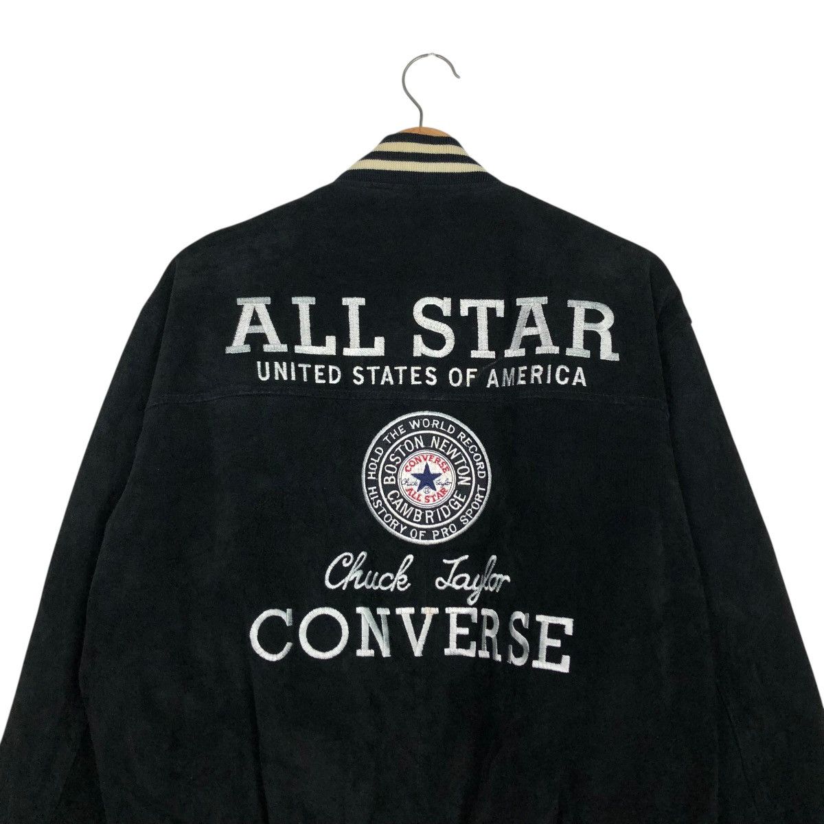Japanese Brand 🔥VINTAGE BOMBER LEATHER JACKET CONVERSE ALL STAR BOSTON MASS Size US M / EU 48-50 / 2 - 11 Thumbnail