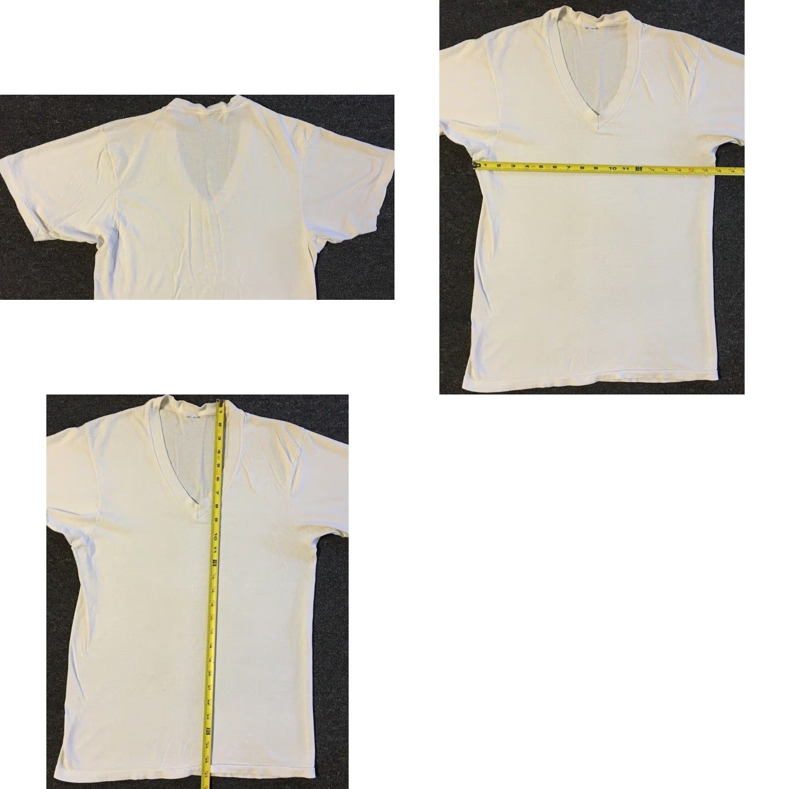 Vintage Vtg 80s 90s Faded Distress V Neck Shirt S Grunge Biker Punk Surf Skate PE Track Shirt Mens White Size US S / EU 44-46 / 1 - 8 Thumbnail